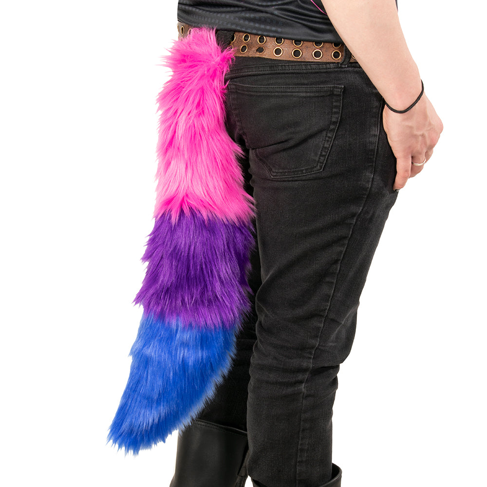 Pawstar Rainbow Fur Fox Ear & Full Tail Set - Furry neon pastel galaxy fursuit costume cosplay ear and tail pride store unicorn wolf cat kitty4900