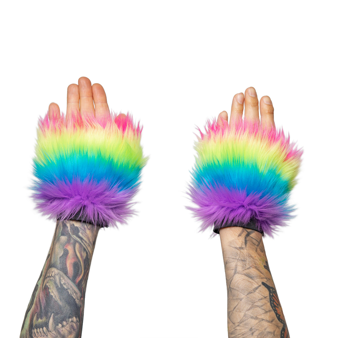 ✧ Rainbow Fluffy Fur Cuffs [Discontinued Product]