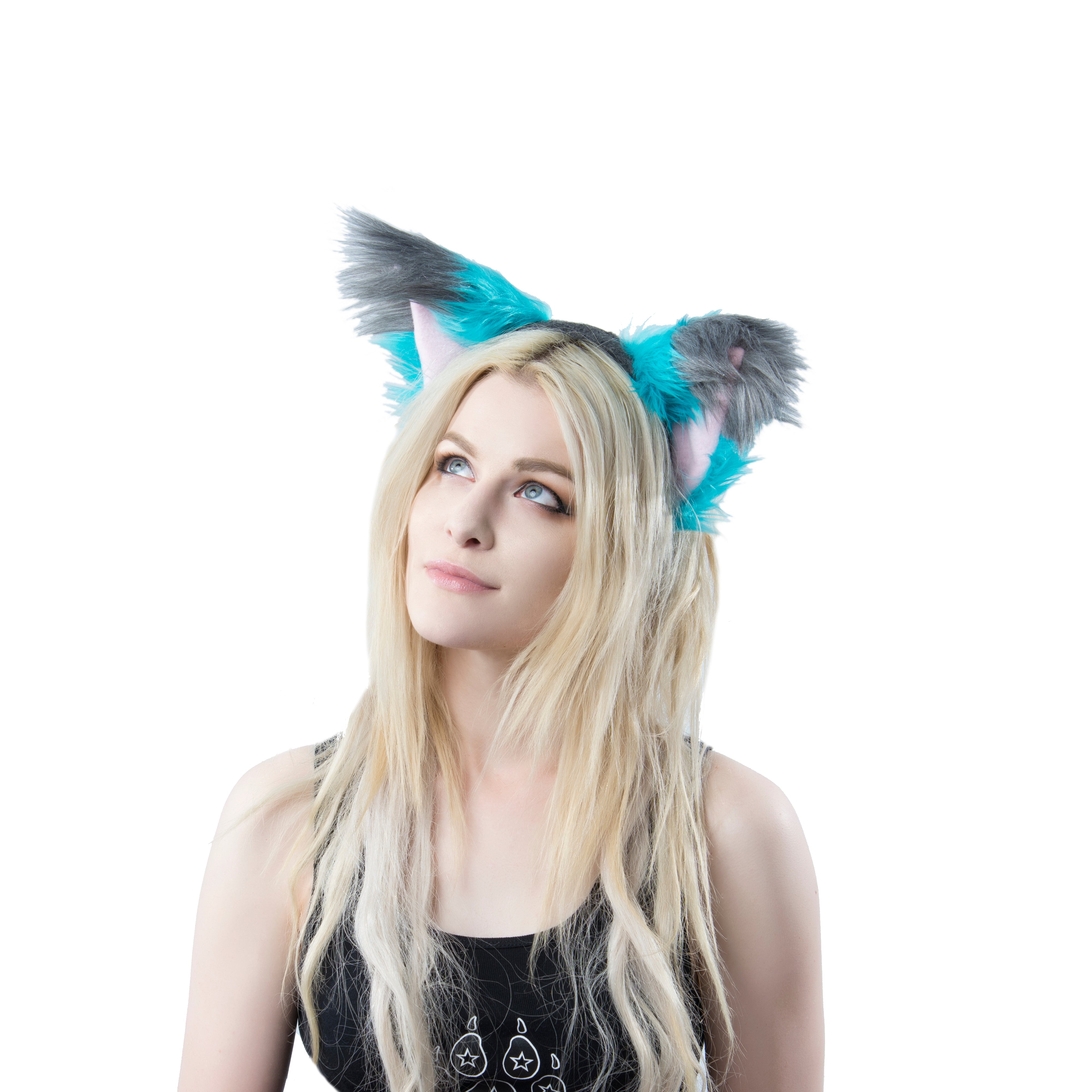 Pawstar cheshire fox or cat ear headand from alice in wonderland furry fluffy partial fursuit halloween costume or cosplay accessory