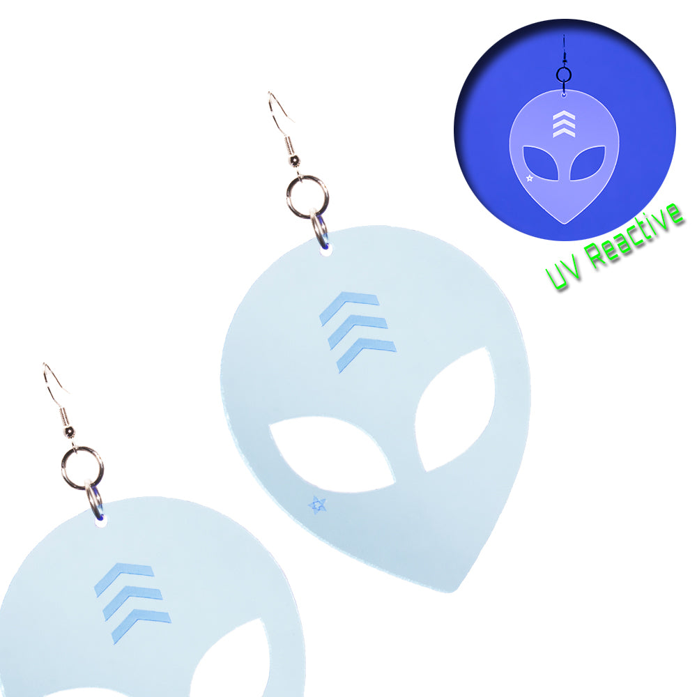 BIG Alien Head Earrings - Pawstar dsfusion Earrings Cutebits, cyber, festival, rave, ship-15, ship-15day