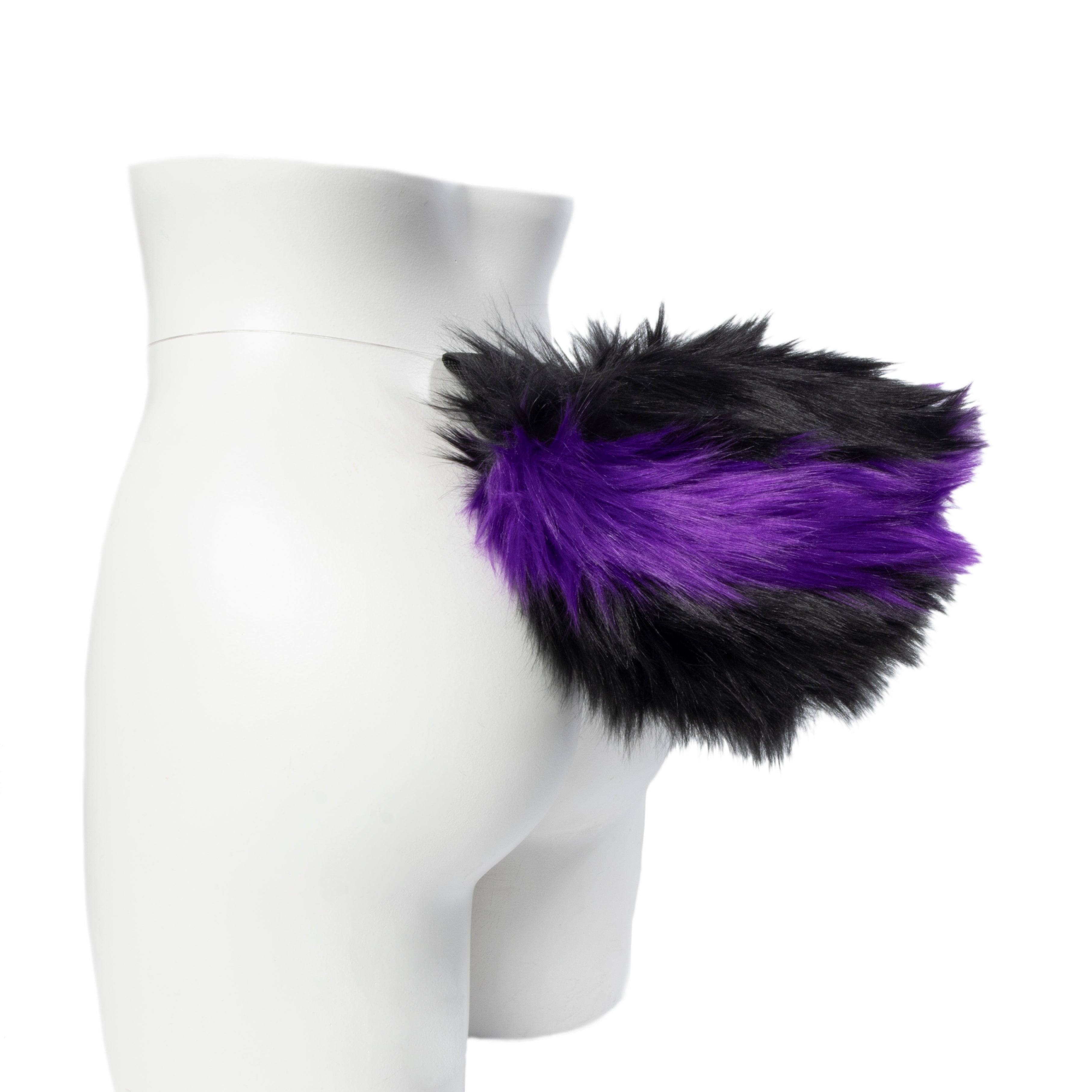 Pawstar Bunny rabbit tail furry fluffy partial fursuit halloween costume or cosplay accessory  in black  and purple