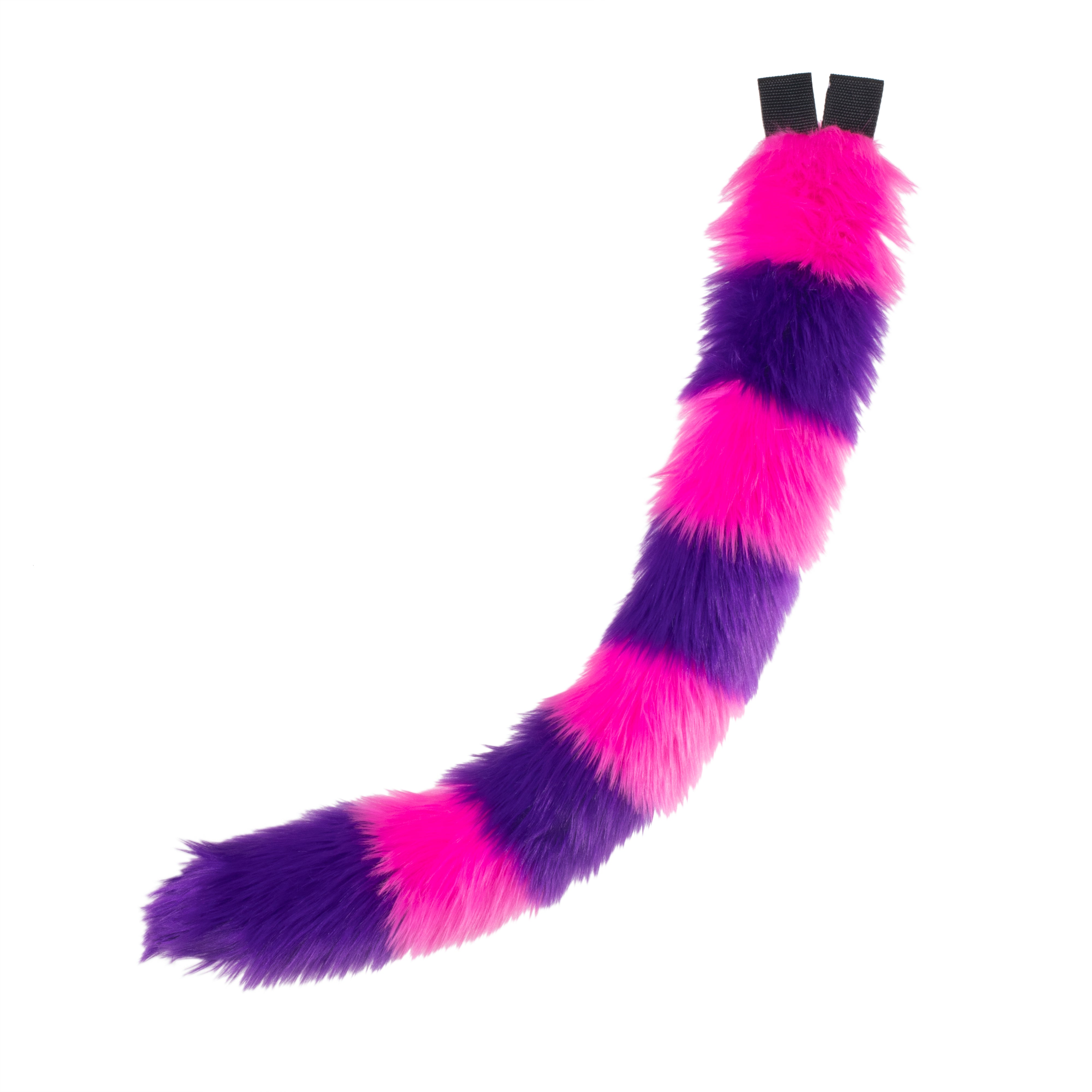 Pawstar Cheshire Striped Kitty Tail alice in wonderland furry fluffy partial fursuit halloween costume or cosplay accessory