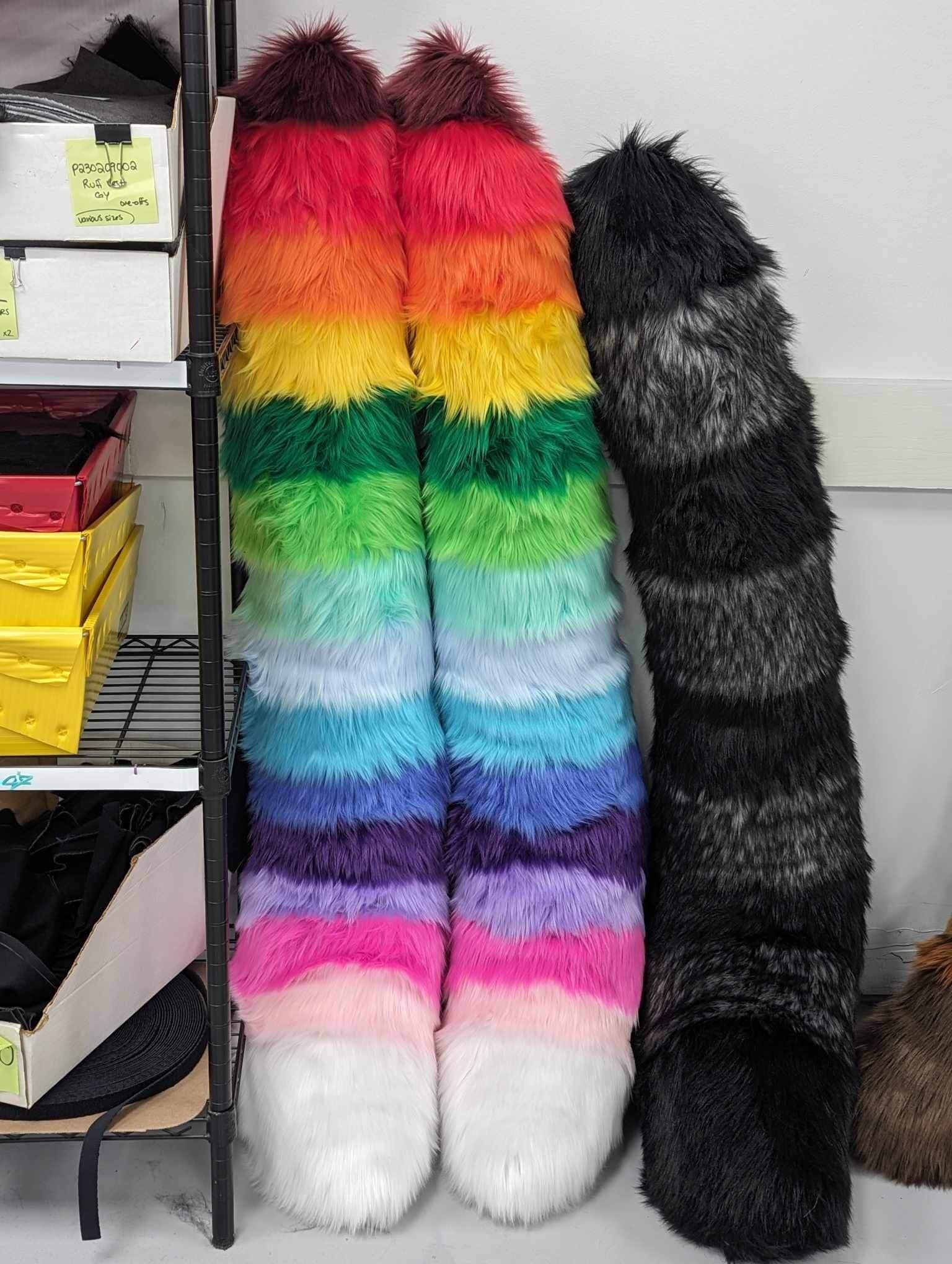 Sneak Preview of RAINBOW Striped Mega Mega Raccoon Tails!