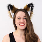 Pepper Fox Yip Ear Headband -  fox ear headband for costumes, cosplay, fursuit, fashion, therian front model
