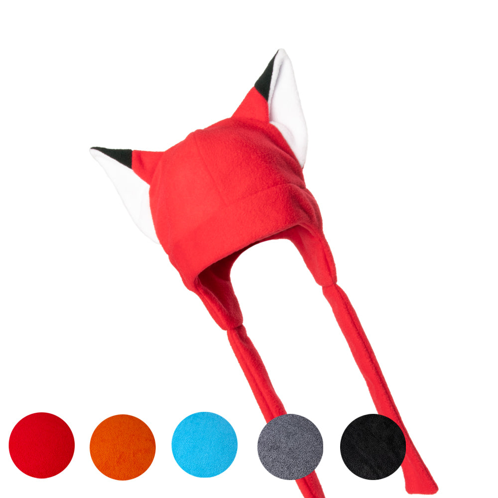 Pawstar Fleece Fox Hat cap beanie extra warm Partial Fursuit for furry conventions anime cosplay halloween costume rave music festival