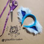 Pawstar Color-Swap Fluffy Mew Ear Headband - custom cat ear headband for costumes, cosplay, fursuit, fashion, therian closeup