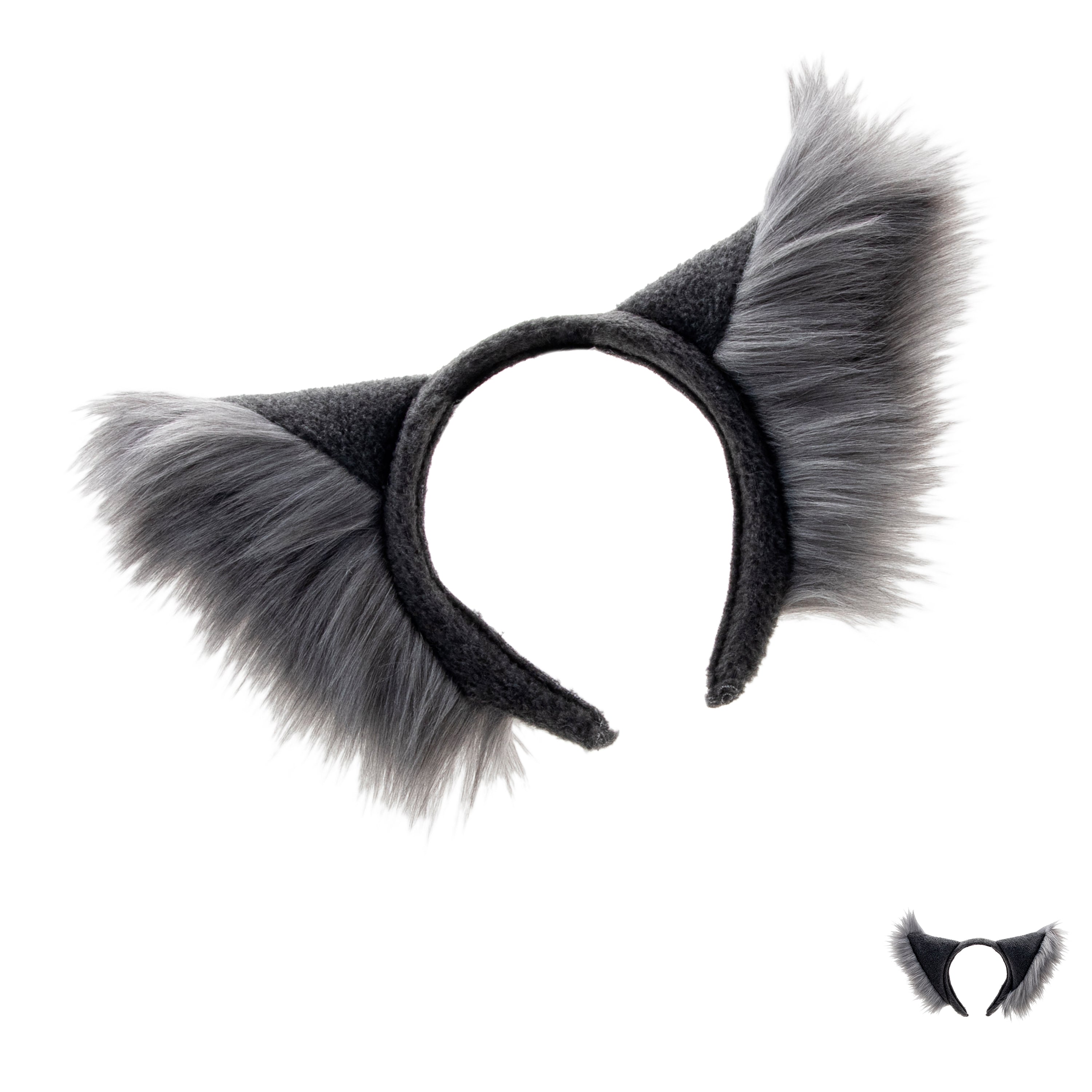 Gray Pawstar Wolfy Howl Ear Headband - wolf ear headband for costumes, cosplay, fursuit, fashion, therian