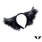 Black Pawstar Wolfy Howl Ear Headband - wolf ear headband for costumes, cosplay, fursuit, fashion, therian