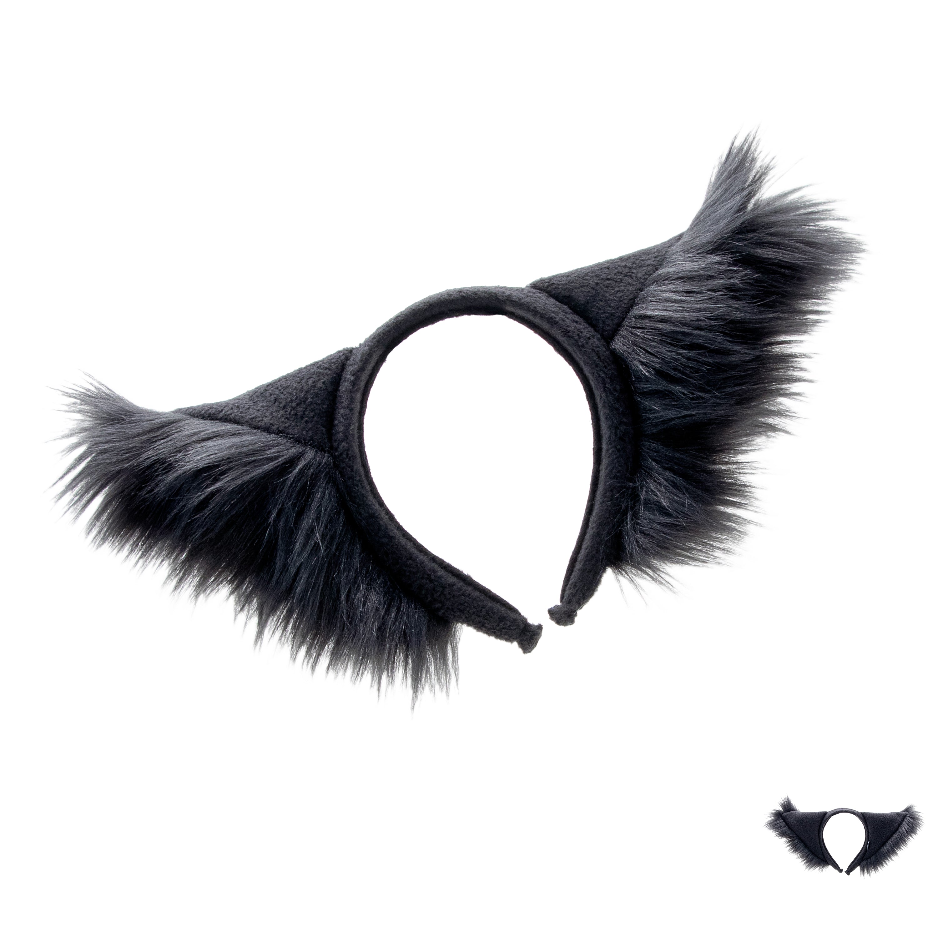 Black Pawstar Wolfy Howl Ear Headband - wolf ear headband for costumes, cosplay, fursuit, fashion, therian