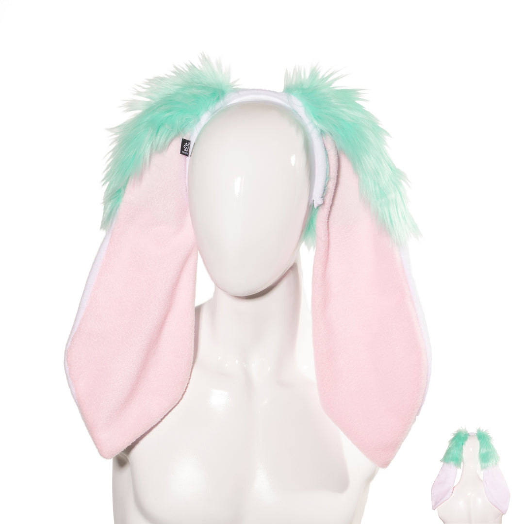 Pawstar pastel mint kawaii furry floppy bunny ear headband