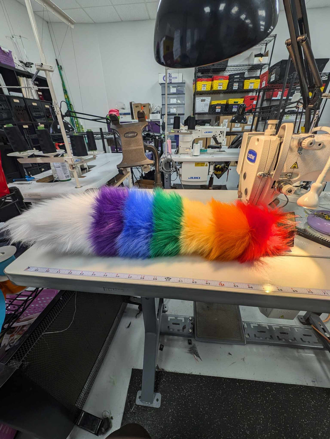 Rainbow Stripe Mini Fox Tail