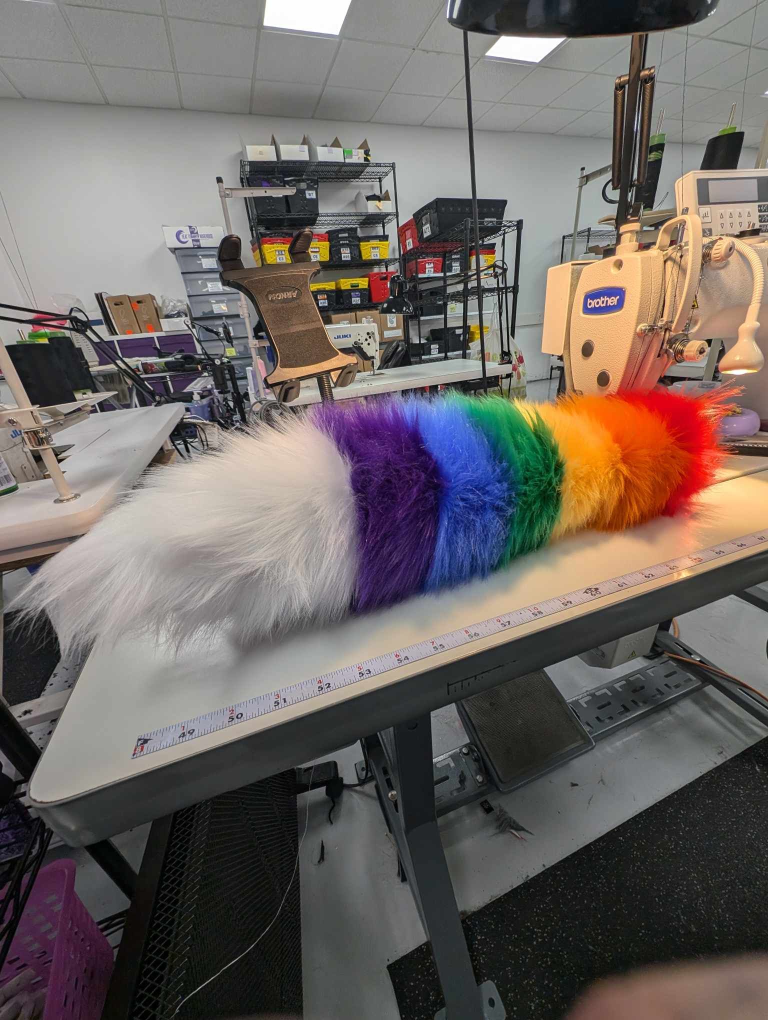 Mini Rainbow Stripe Fox Tail