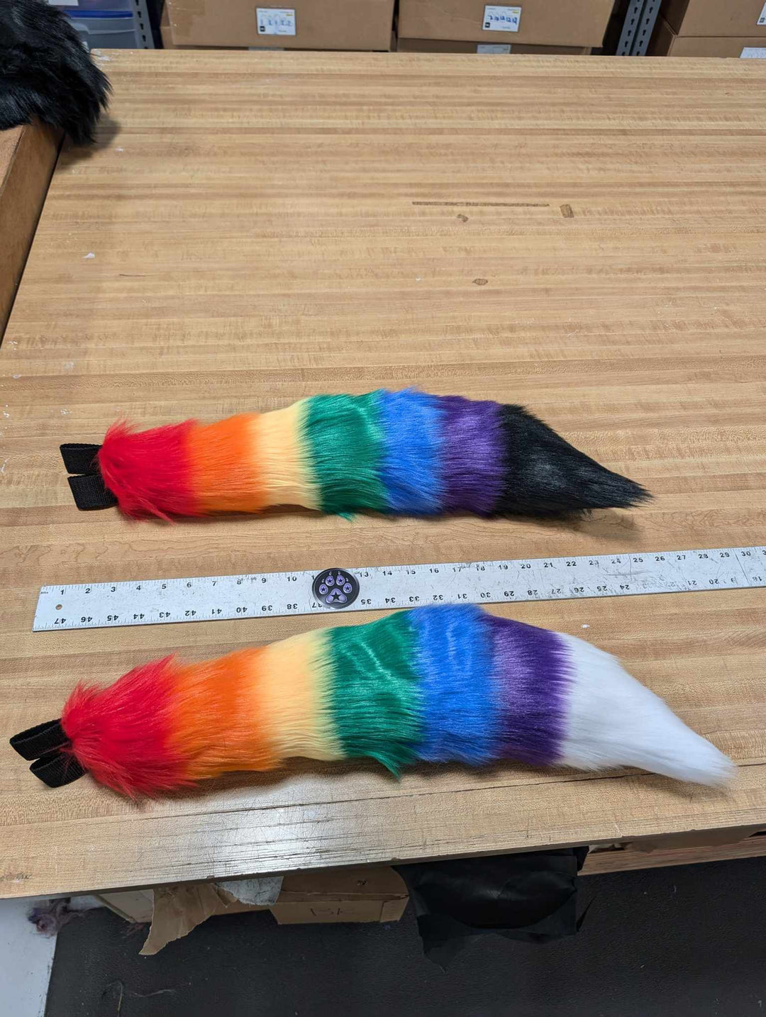 Rainbow Stripe Mini Fox Tail