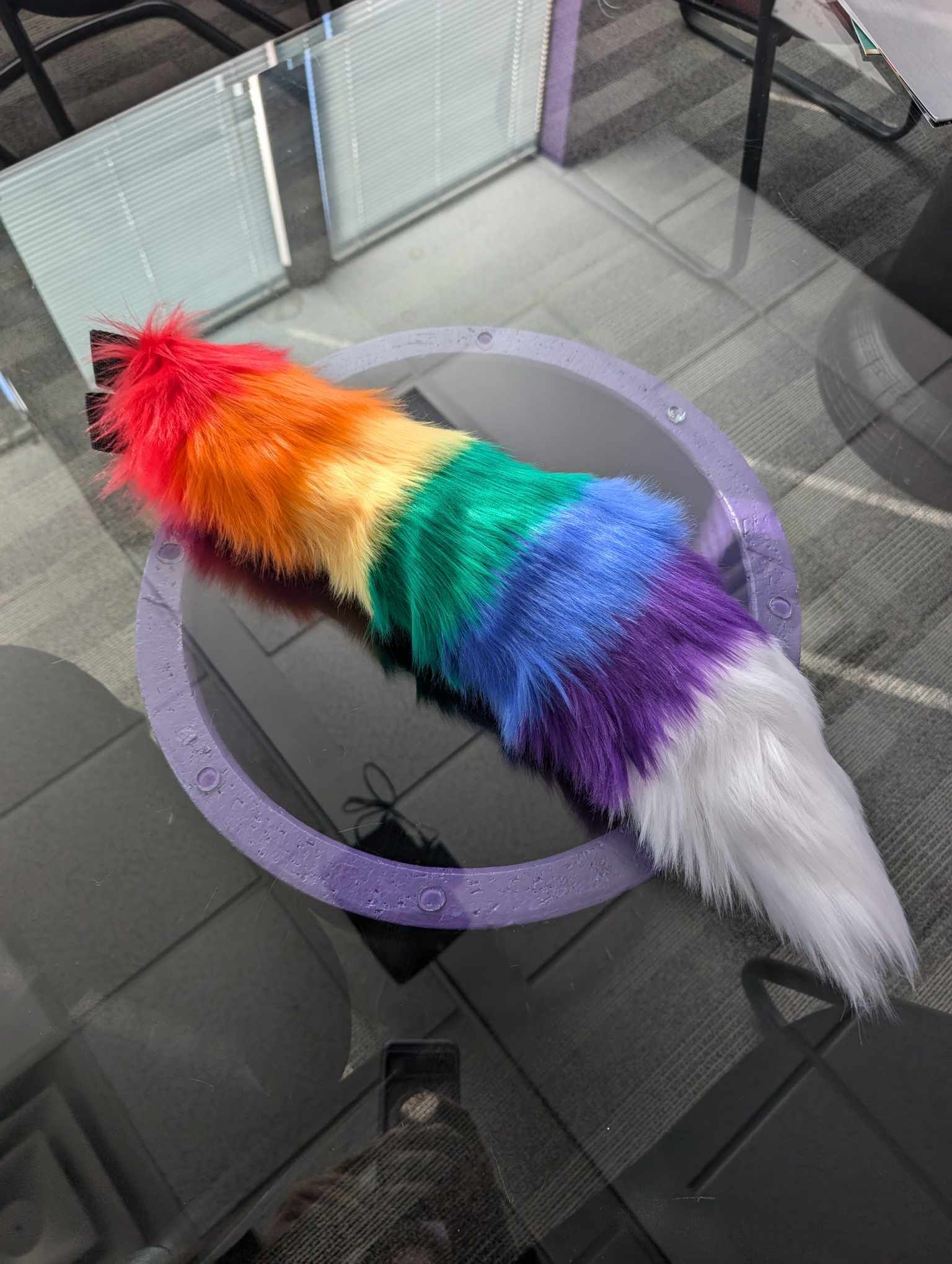 Mini Rainbow Stripe Fox Tail