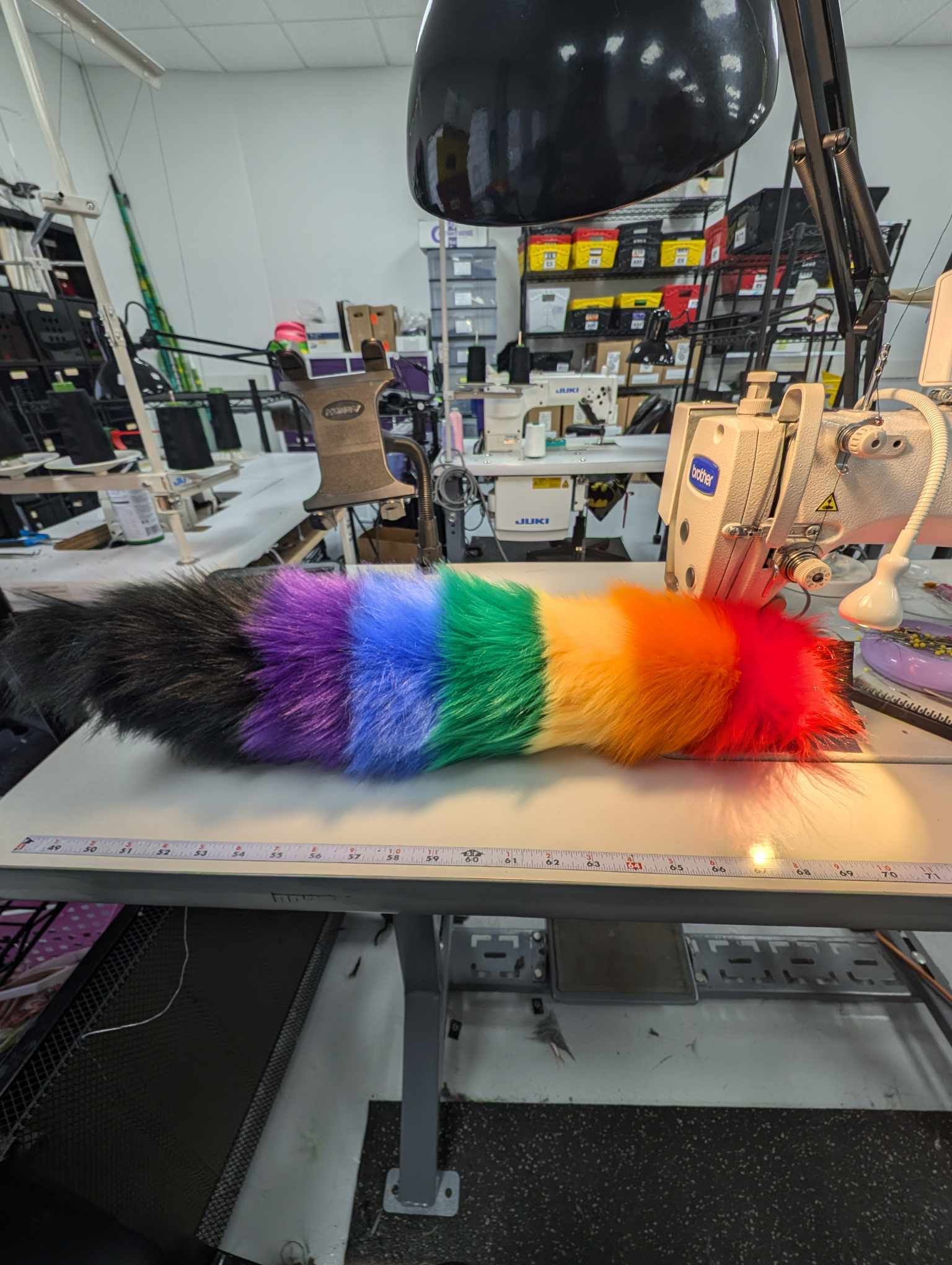 Mini Rainbow Stripe Fox Tail