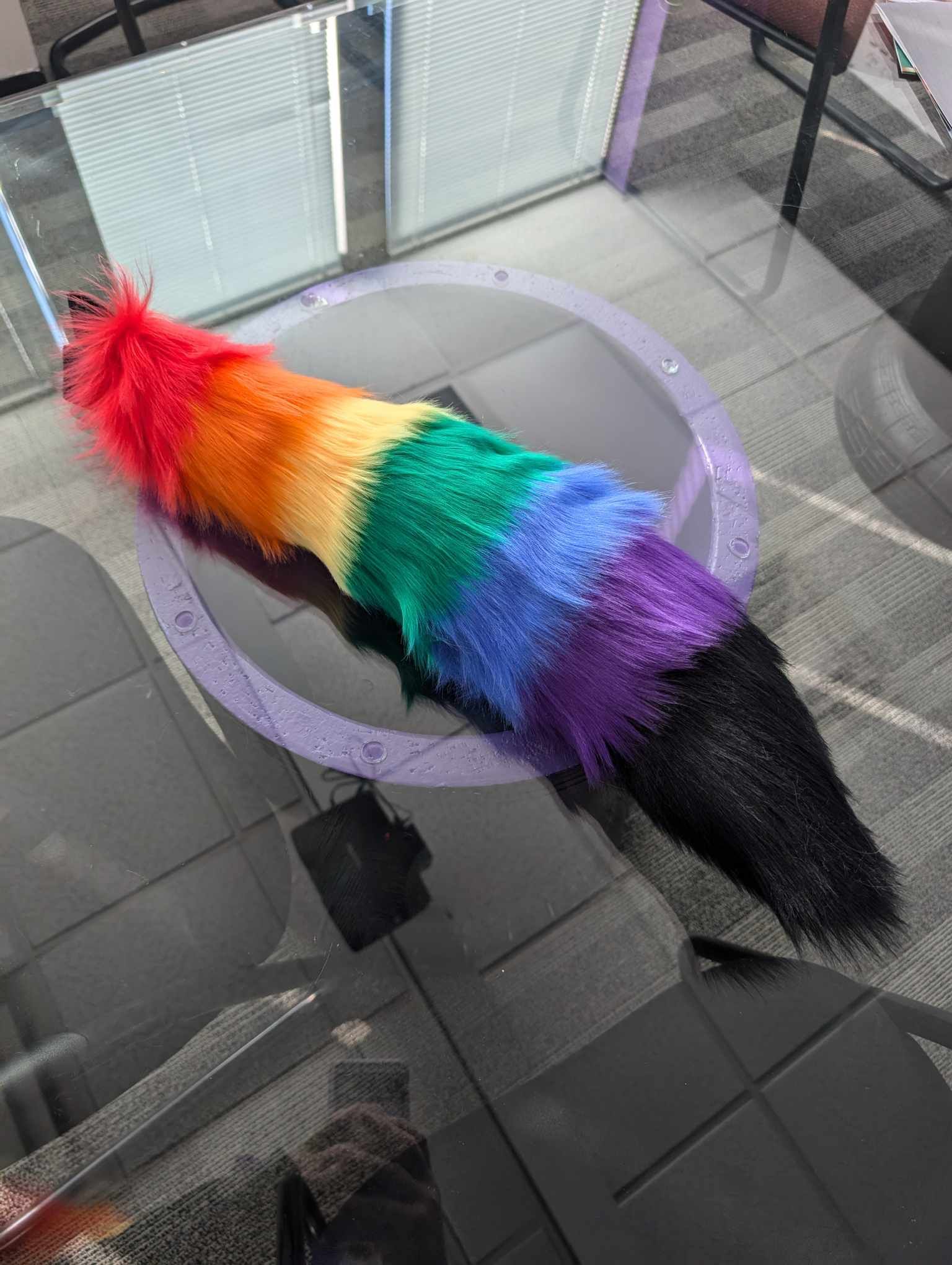 Mini Rainbow Stripe Fox Tail