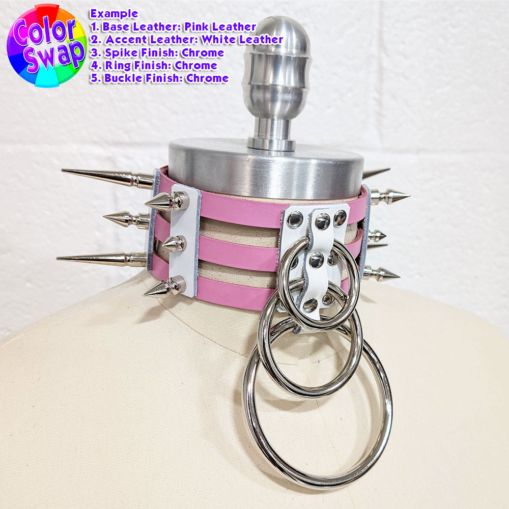 ☆ Color-Swap Spike Waterfall Cage Collar