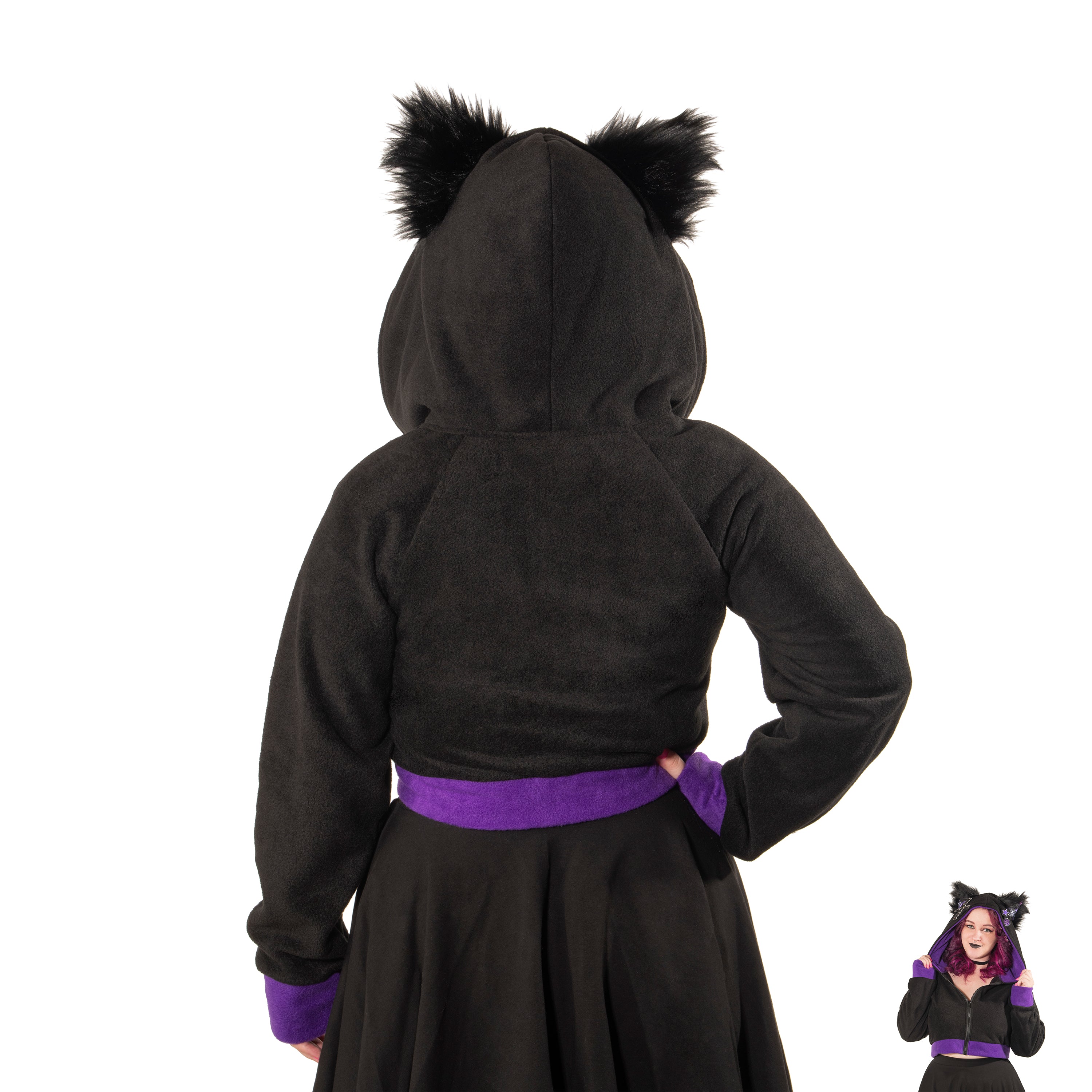 Pin Punx Mew Crop Hoodie - Pawstar Pawstar Crop Hoodie cat, cosplay, costume, Feline, furry, hoodie, ship-15, ship-30day