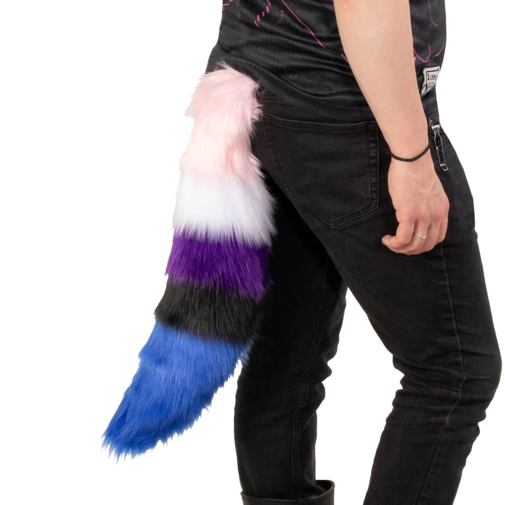 Pawstar RAINBOW Fur FOX Ears & Mini Tail Set - Headband Costume Neon Pastel hot Galaxy Black Light Glow faux fur Gay Pride uv reactive 4901