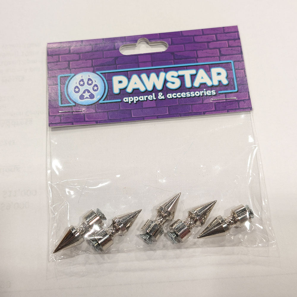 Packaged spike accessories with Pawstar branding on a white background
