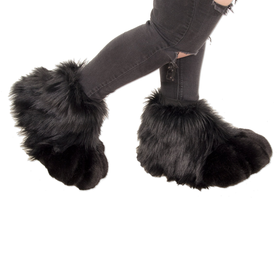 Fluffy Foot Paw Covers - Black