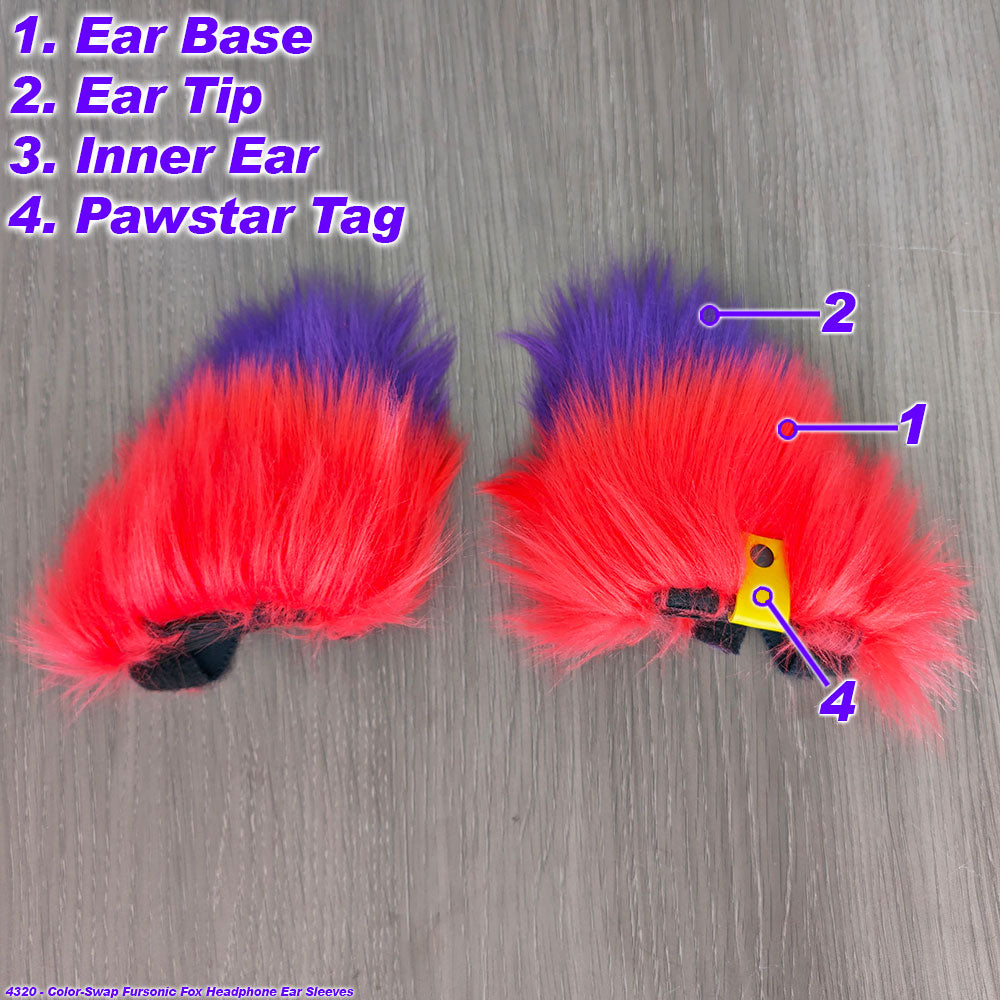 Pawstar Fursonic Fox Headphone Ear Sleeves - fox ears headphone adapters for costumes, cosplay, fursuit, fashion, therian close up