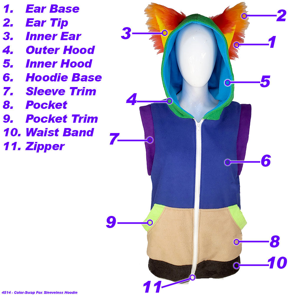 ☆ Color-Swap Fox Yip Sleeveless Hoodie