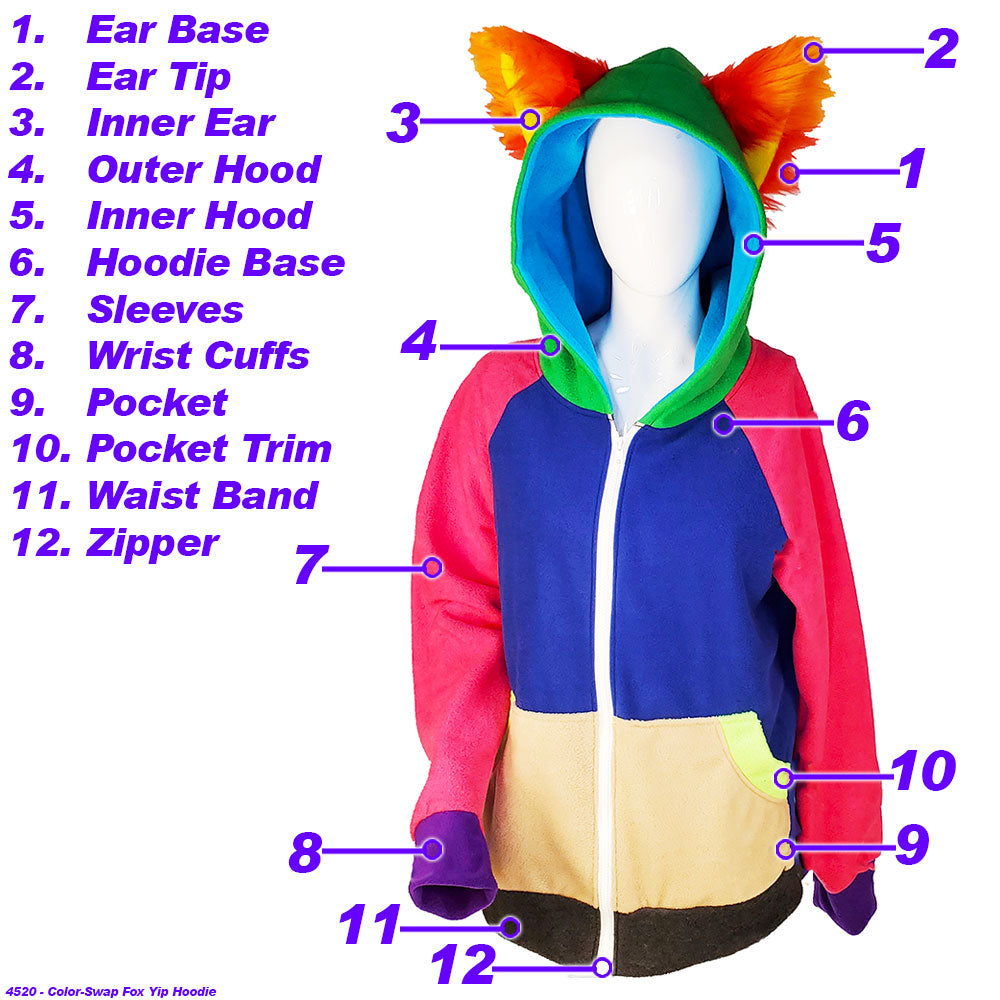 ☆ Color-Swap Fox Yip Hoodie