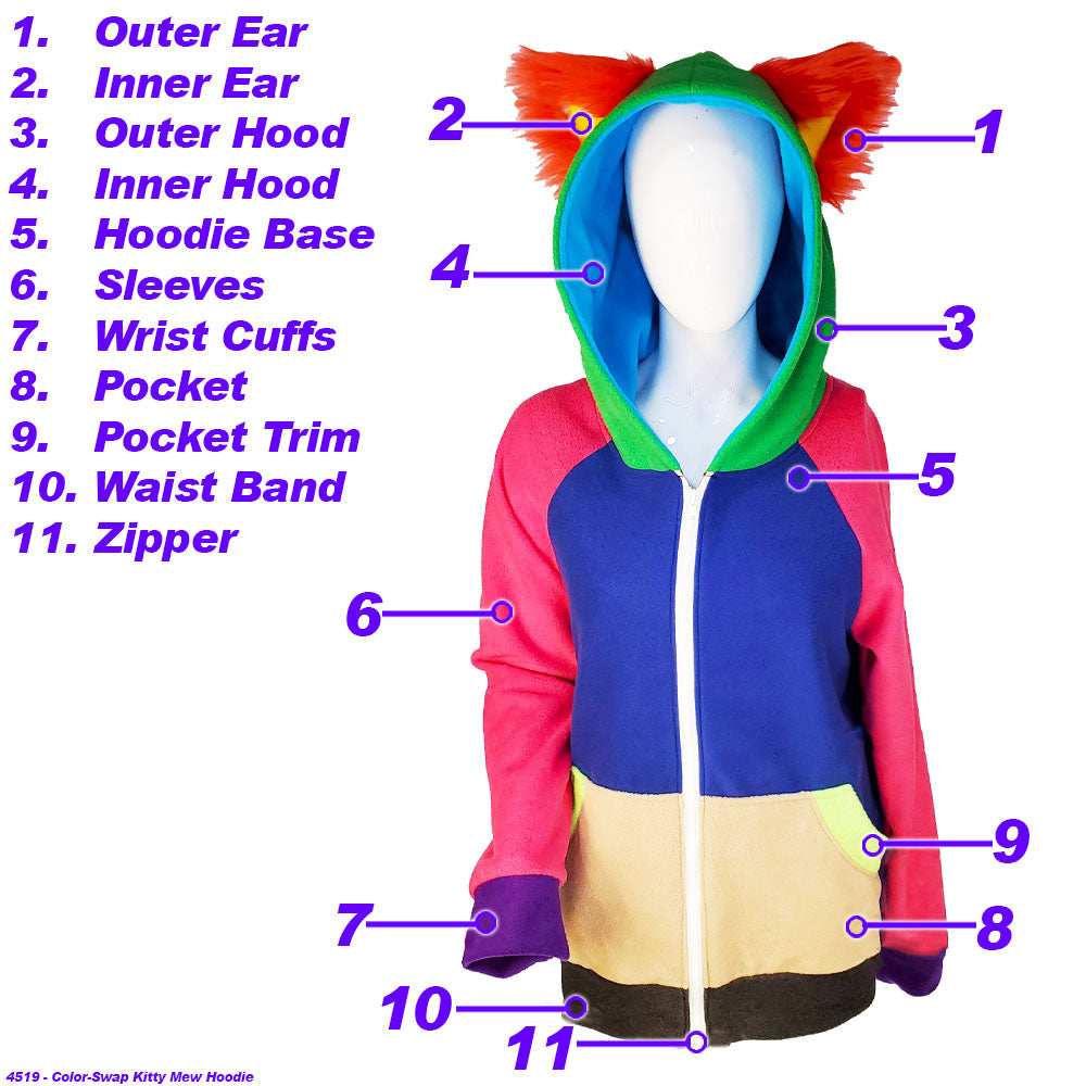 ☆ Color-Swap Kitty Mew Hoodie