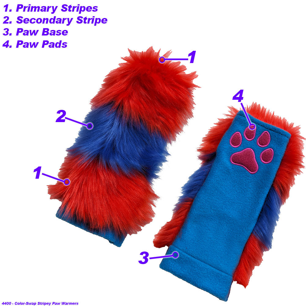 ☆ Color-Swap Stripey Paw Warmers