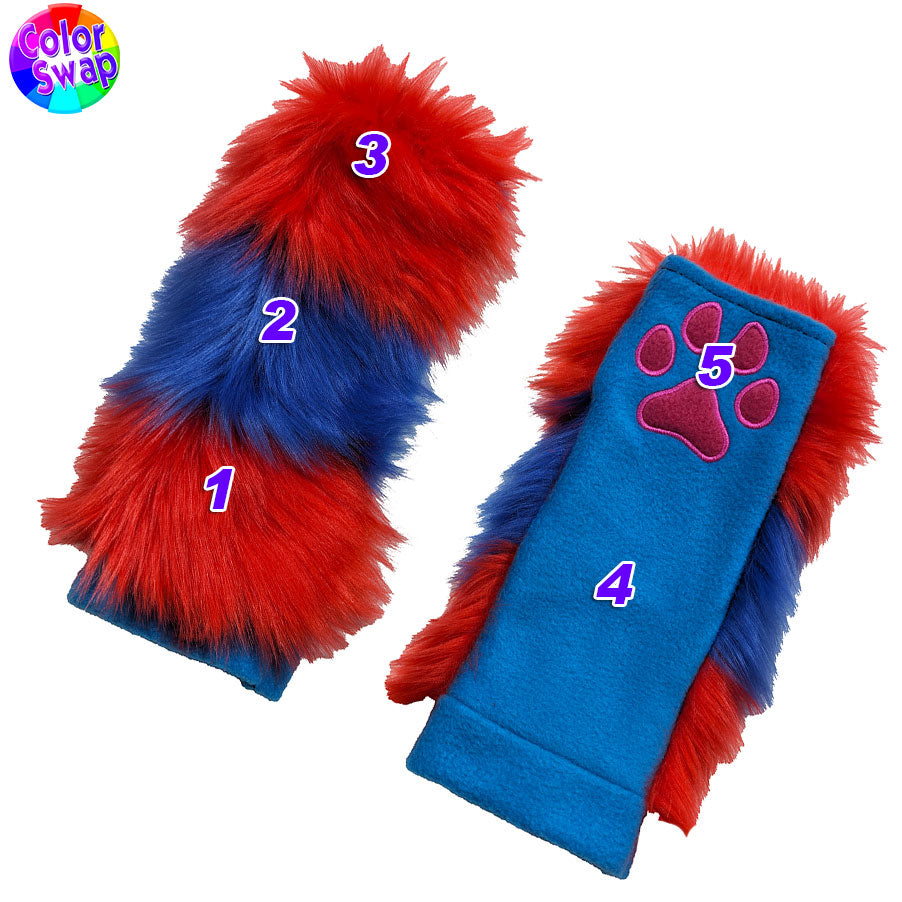 ☆ Color-Swap Stripey Paw Warmers