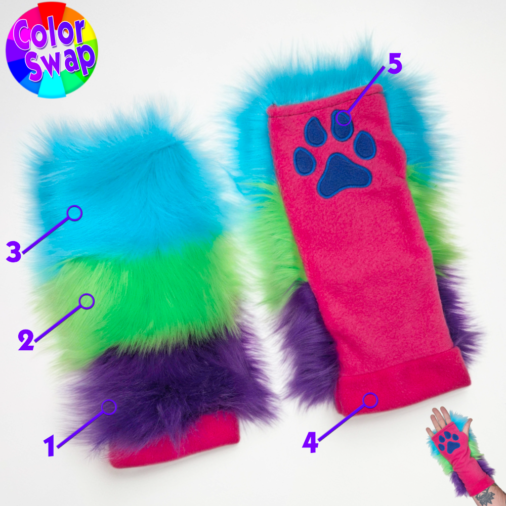 ☆ Color-Swap Stripey Paw Warmers
