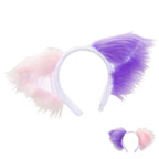 Lavender/Pink Pawstar Asymmetrical Fluffy Mew -  cat ear headband for costumes, cosplay, fursuit, fashion, therian, kawaii pastel pink and lavender
