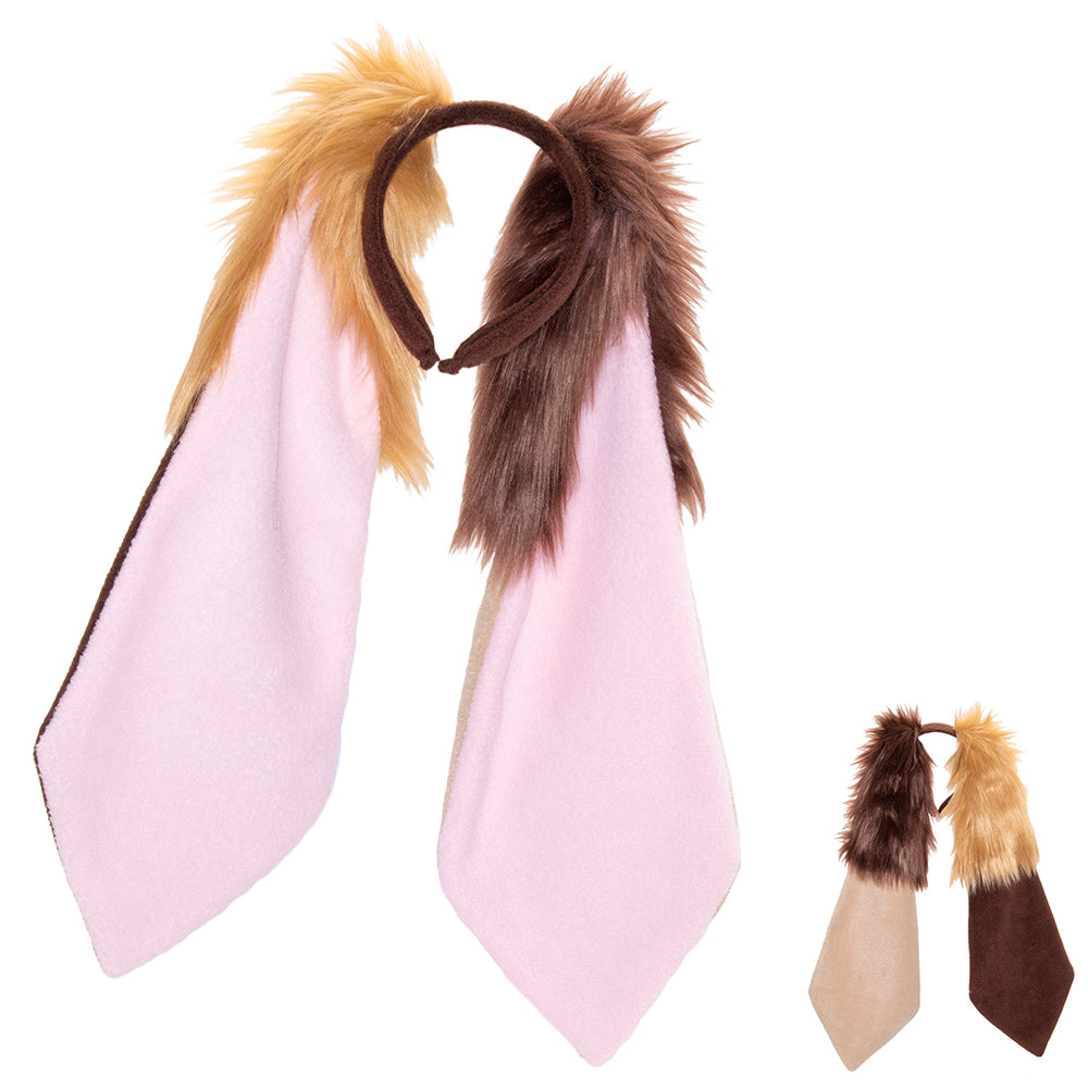 Brown/Butterscotch Asymmetrical Bunny Ear Headband - bunny ear headband for costumes, cosplay, fursuit, fashion, therian