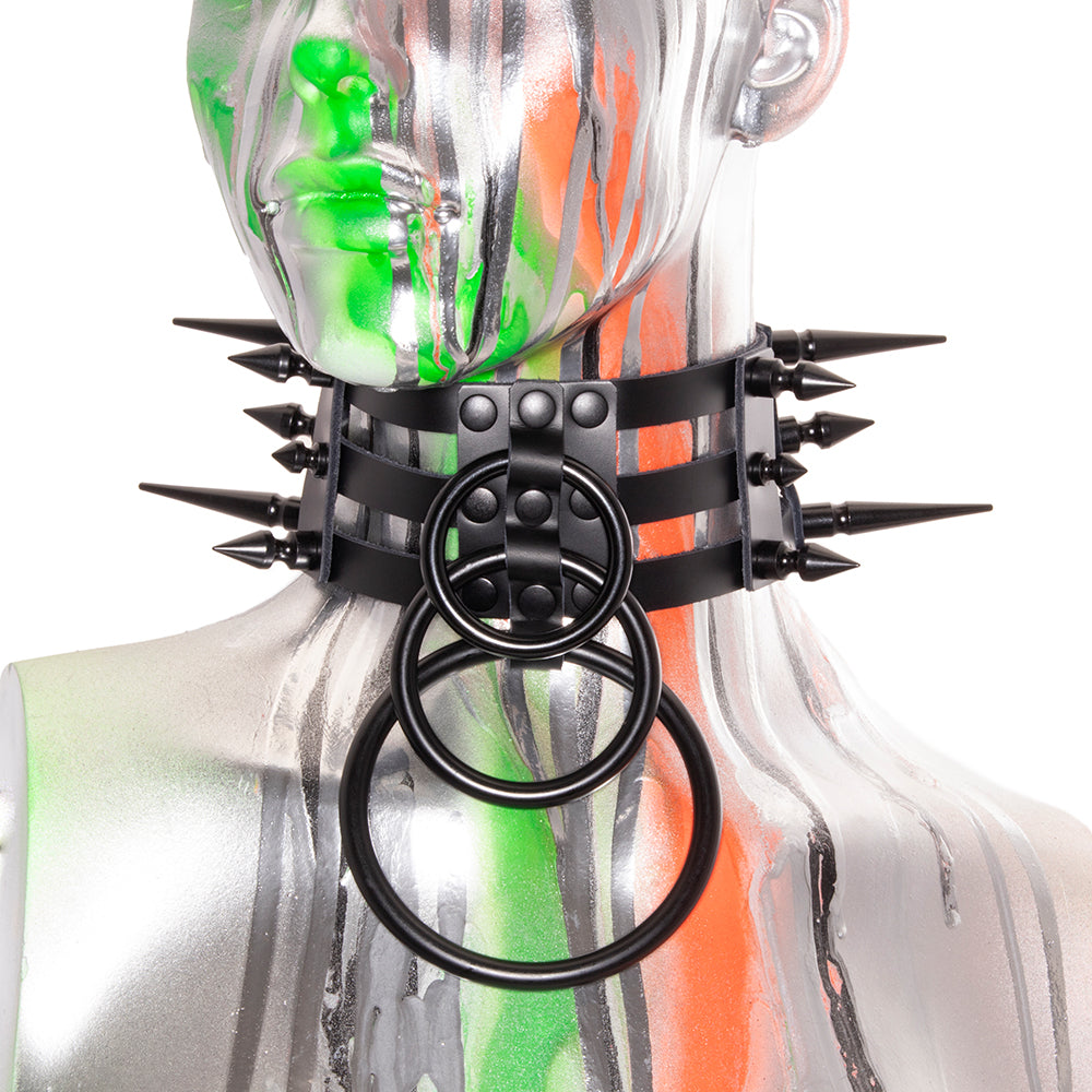 Spike Waterfall Cage Collar - Pawstar dsfusion Leather goth, leather, ship-15, ship-15day
