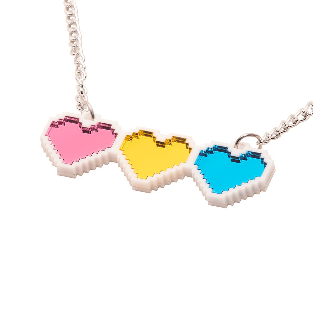 8-Bit Pride Heart Necklace - Pawstar Pawstar Necklaces cosplay, costume, Cutebits, furry, pride, ship-15, ship-15day