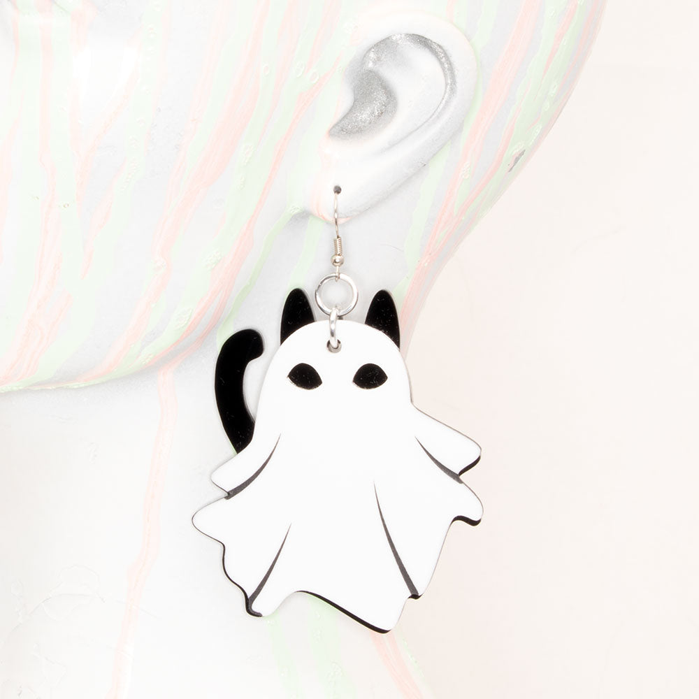 Pawstar Halloween kitty cat ghost earring