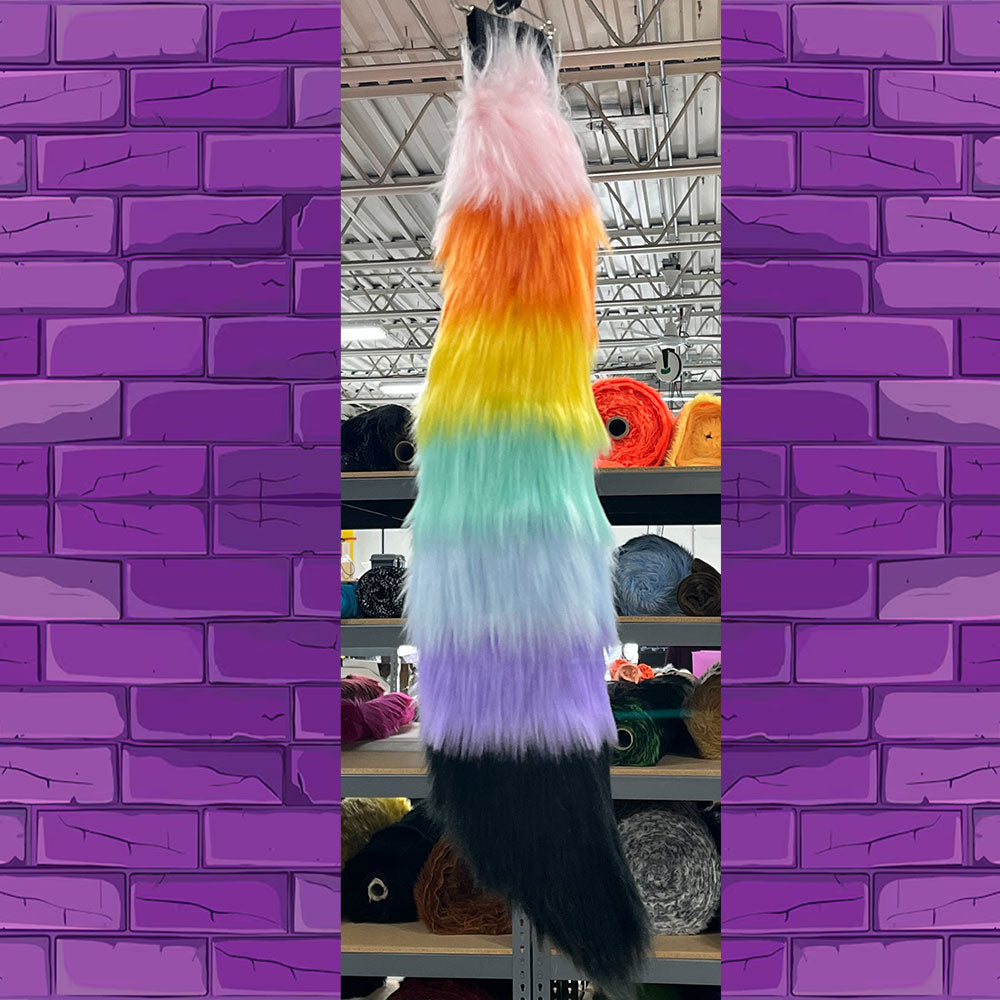 Mini Rainbow Stripe Fox Tail