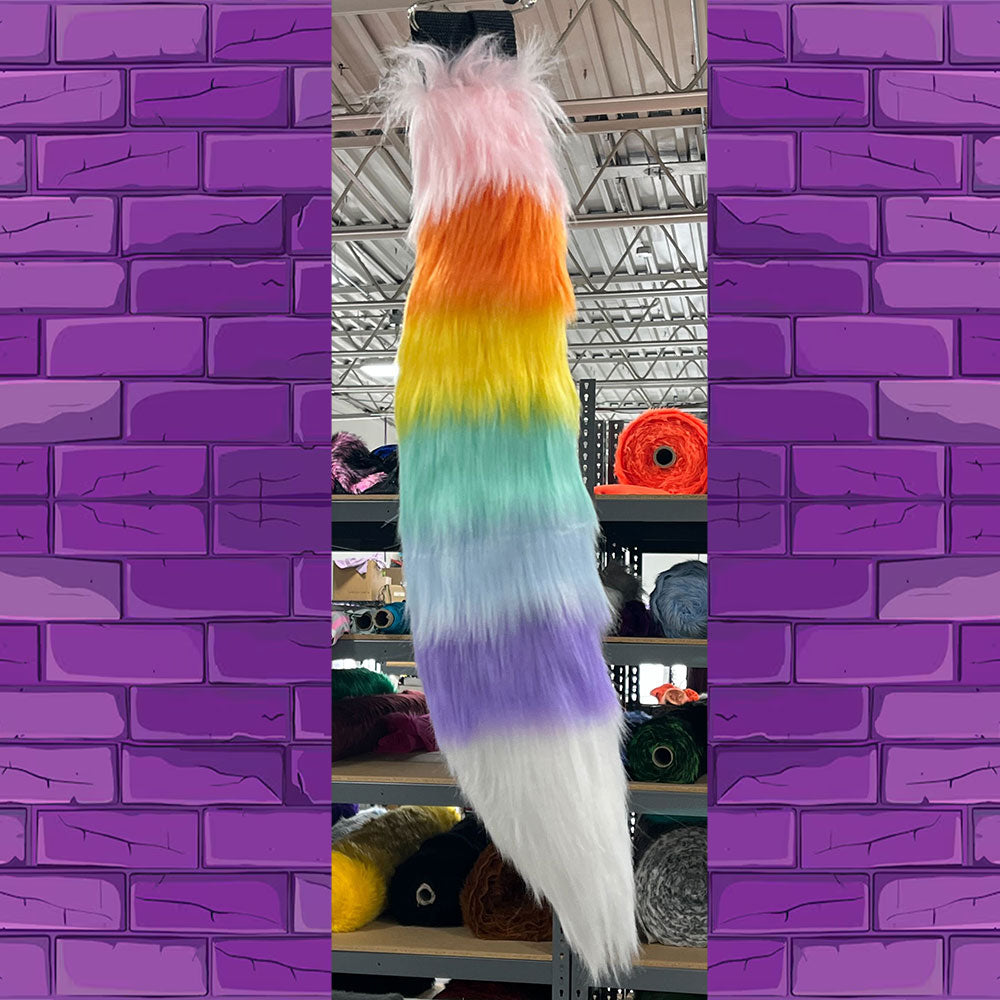Full Rainbow Stripe Fox Tail