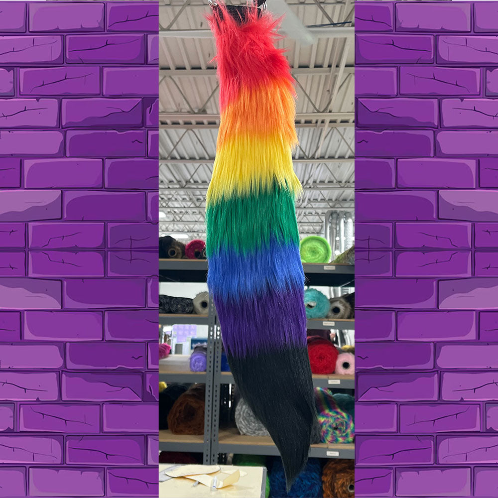 Full Rainbow Stripe Fox Tail