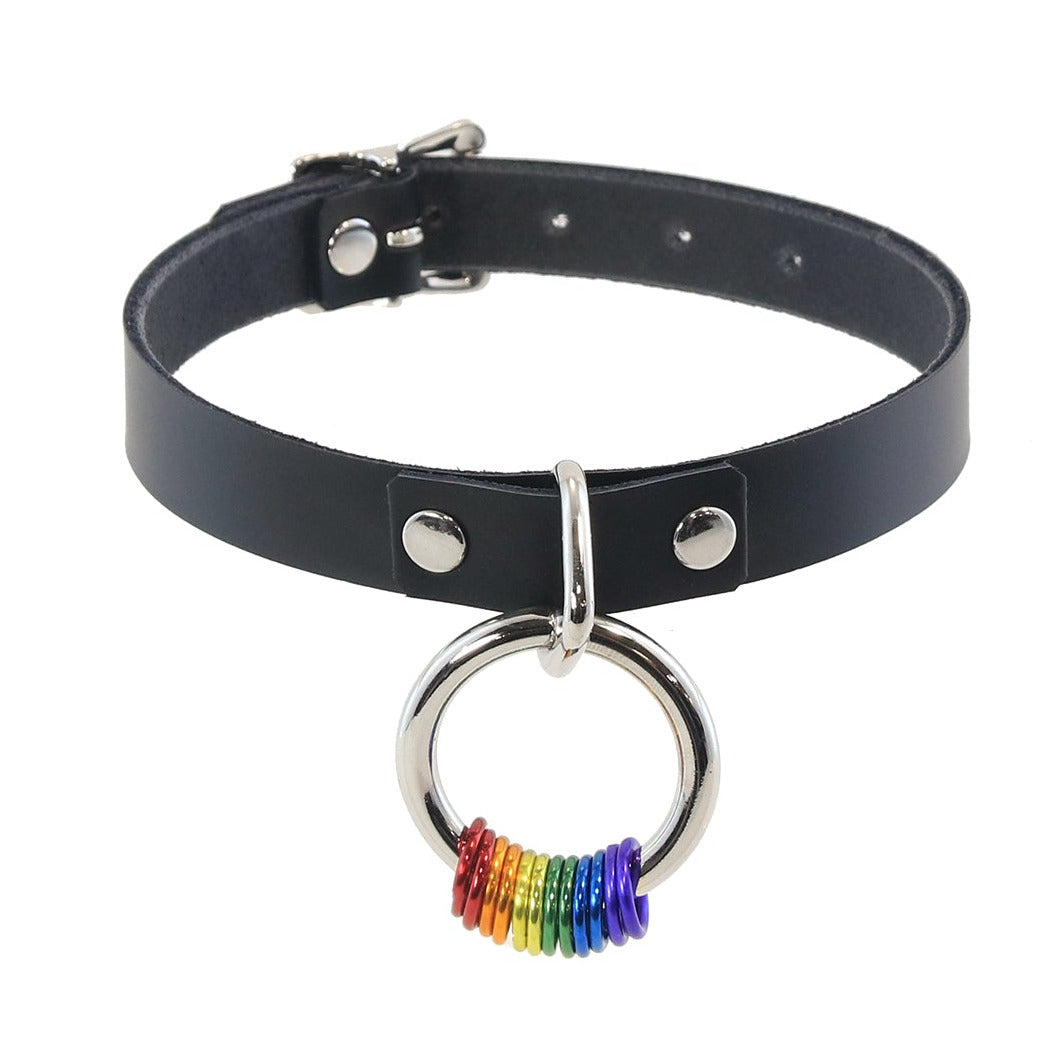 Pride Ring Collar - Pawstar Pawstar Leather Collar collar, cosplay, costume, furry, leather, pride, ship-15, ship-15day