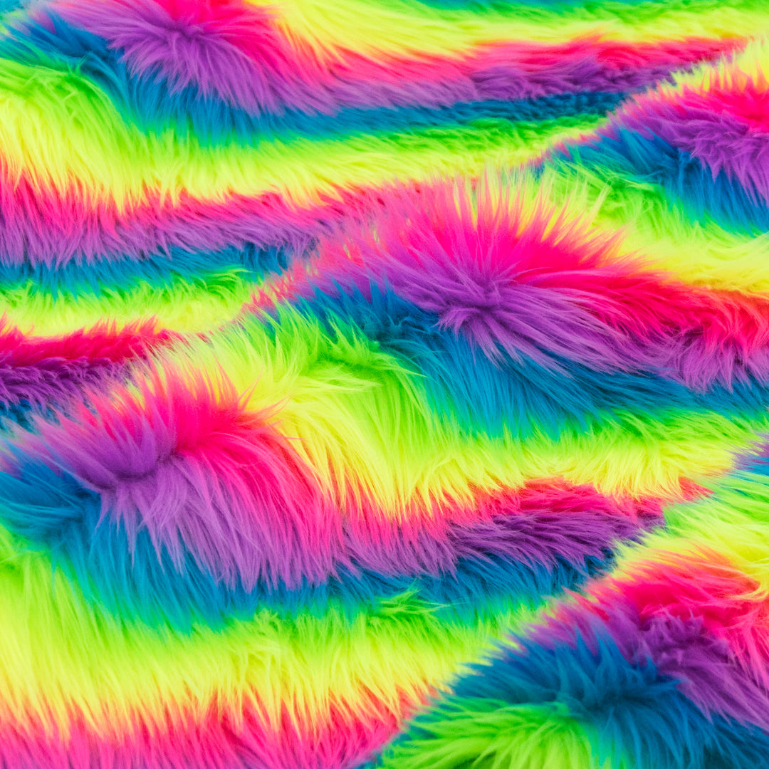 Neon Rainbow Faux Fur Yardage