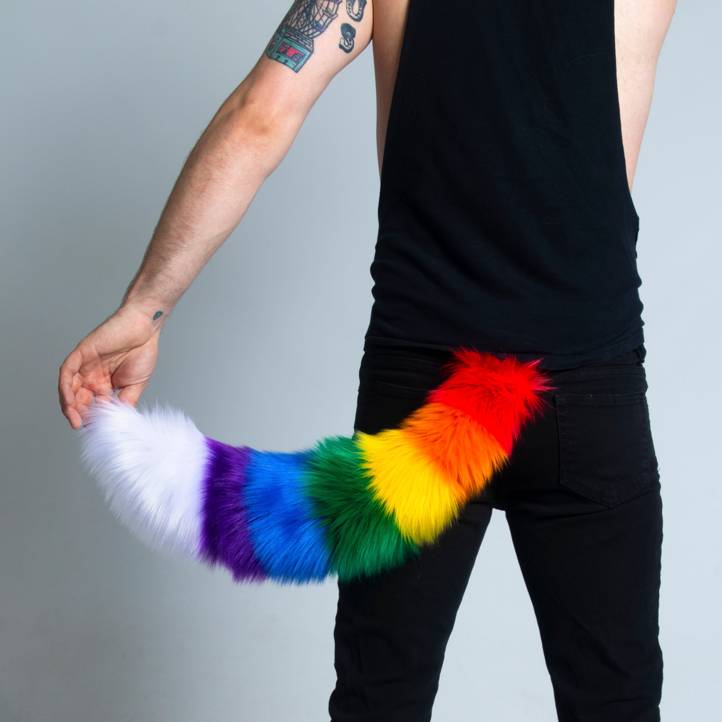 Pride Flag Tail - Pawstar Pawstar Tails canine, cosplay, costume, fox, furry, pride, ship-15, ship-15day, Tail