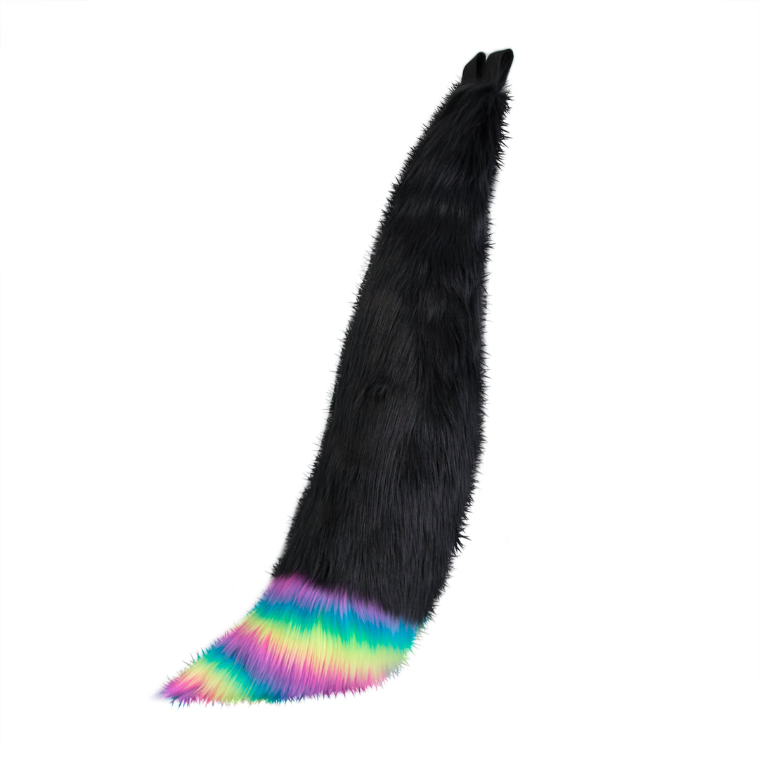 Rainbow Fur Tipped Full Fox Tail