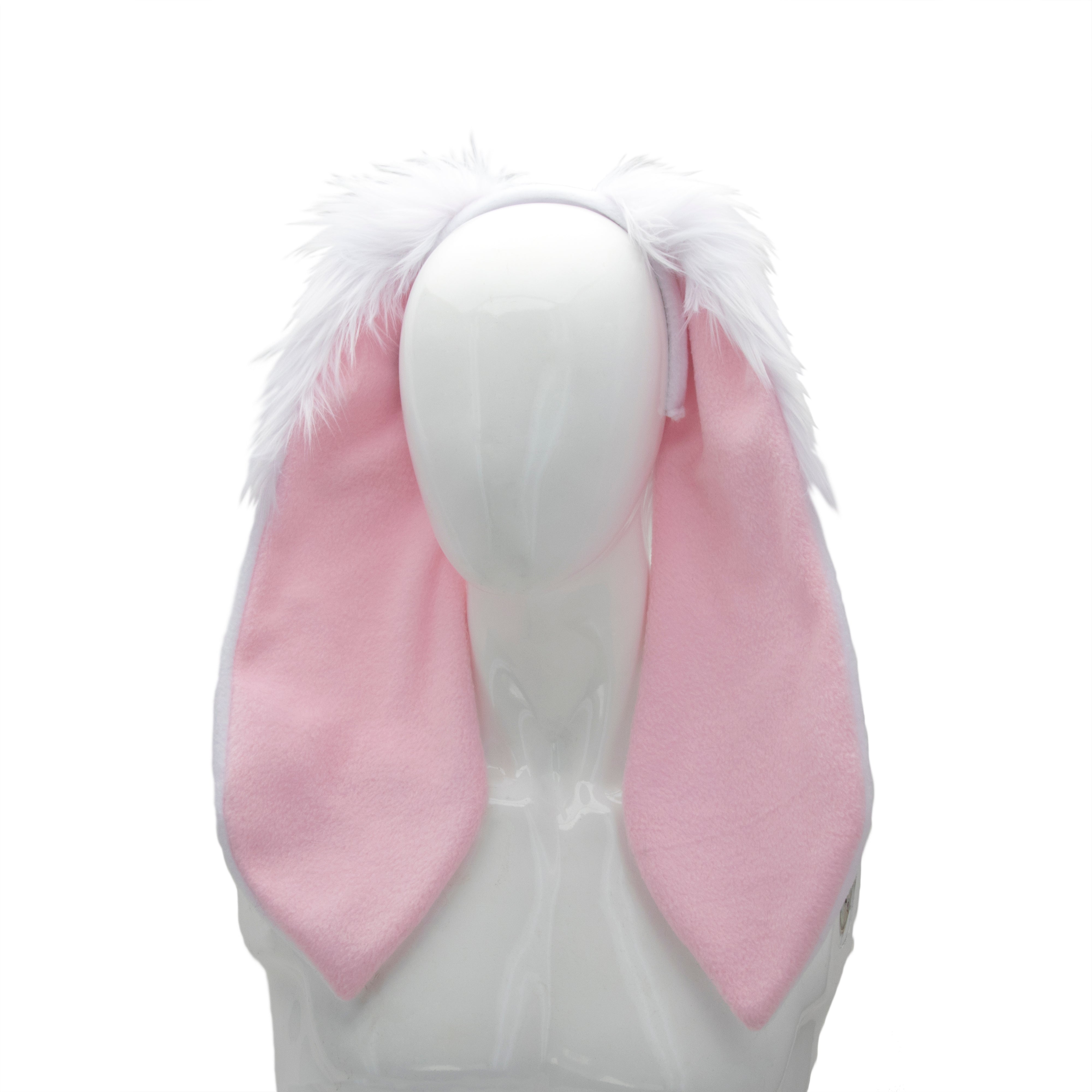 Pawstar Classic Floppy Bunny Rabbit Headband easter bugs judy hopps furry fluffy partial fursuit halloween costume or cosplay accessory white