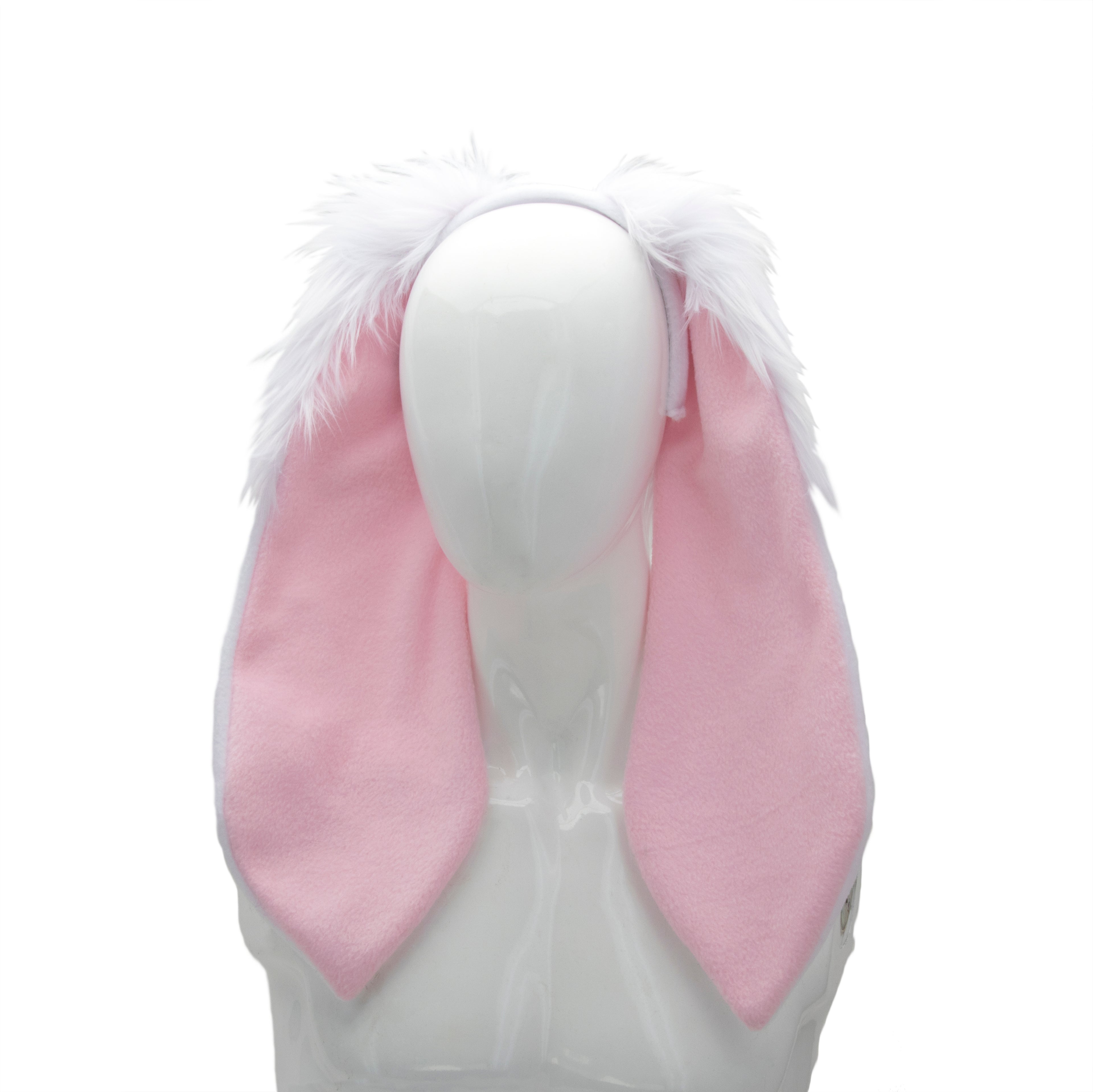 White Pawstar Classic Floppy Bunny Ears Rabbit headband for costumes, cosplay, fursuit, fashion, therian judy hopps easter
