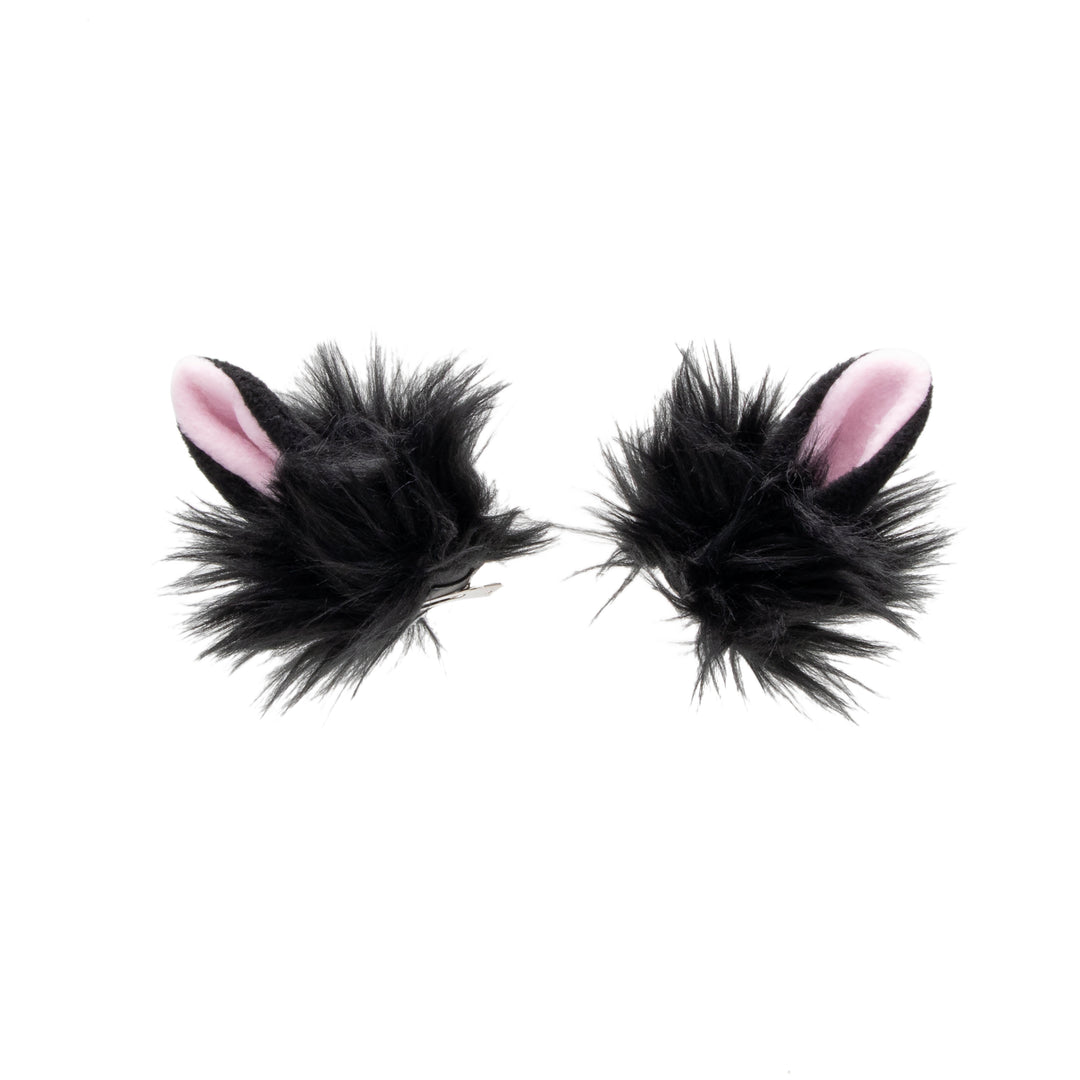 black cute furry bunny rabbit hair clip ears. Great for halloween costume and furry cosplay.