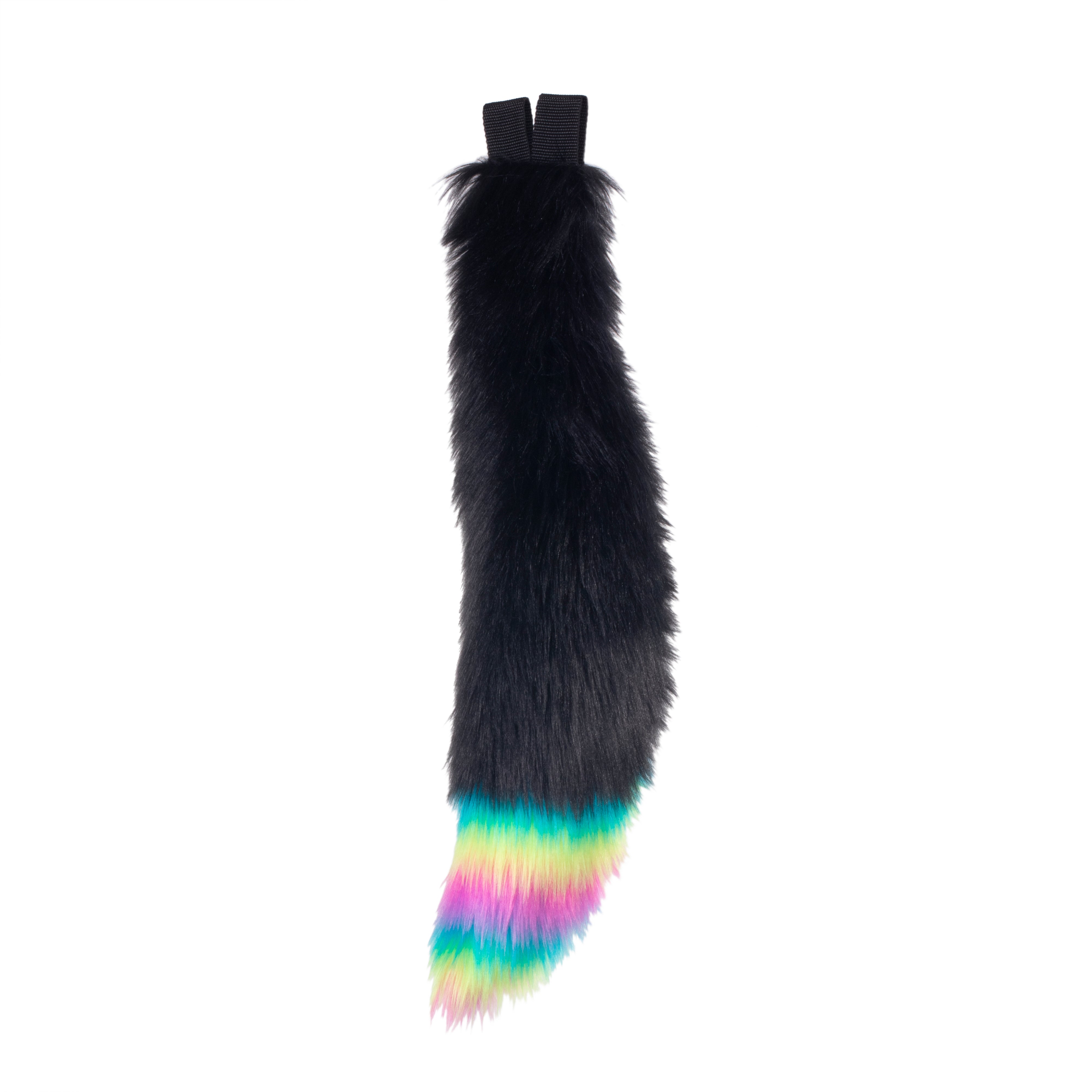 Rainbow Fur Tipped Mini Fox Tail - Pawstar Pawstar Tails canine, cosplay, costume, fox, furry, nrain, ship-15, ship-15day, tail