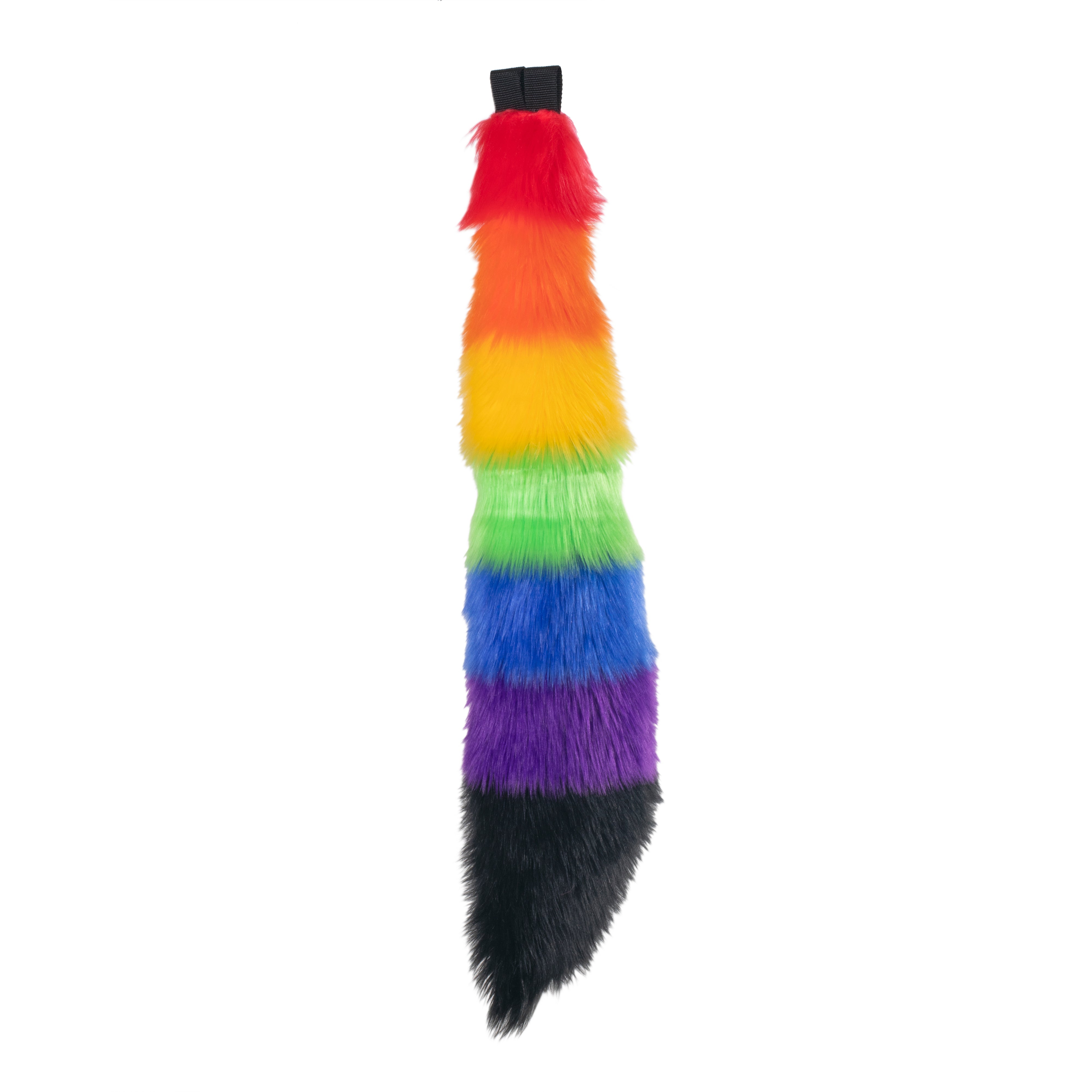 Rainbow Stripe Full Fox Tail - Pawstar Pawstar Tails canine, cosplay, costume, fox, furry, pride, ship-15, ship-15day, Tail