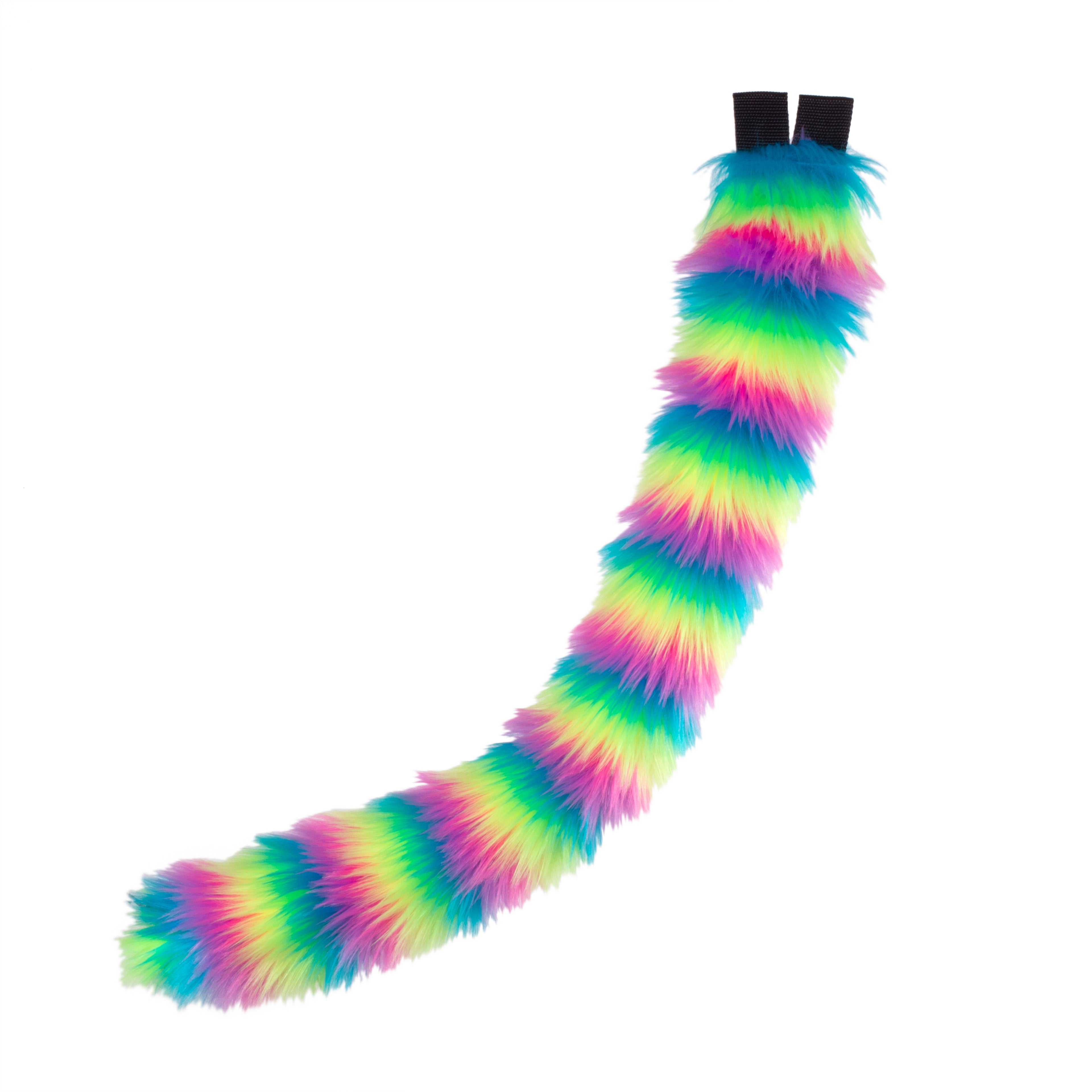 Rainbow Fur Kitty Tail - Pawstar Pawstar Tails cat, cosplay, costume, Feline, furry, nrain, ship-15, ship-15day, tail